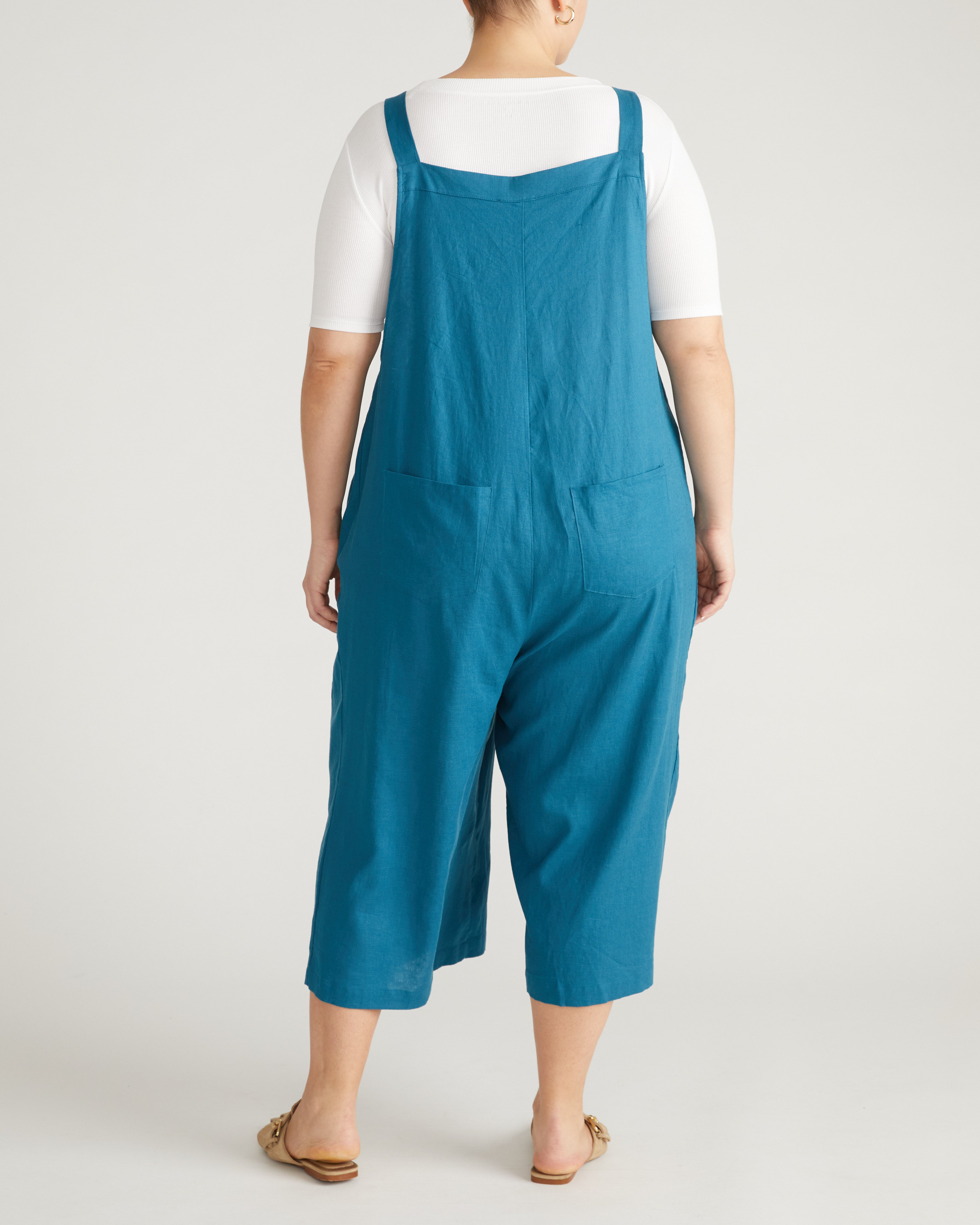 Kora Linen Blend Overalls - Ink Blue