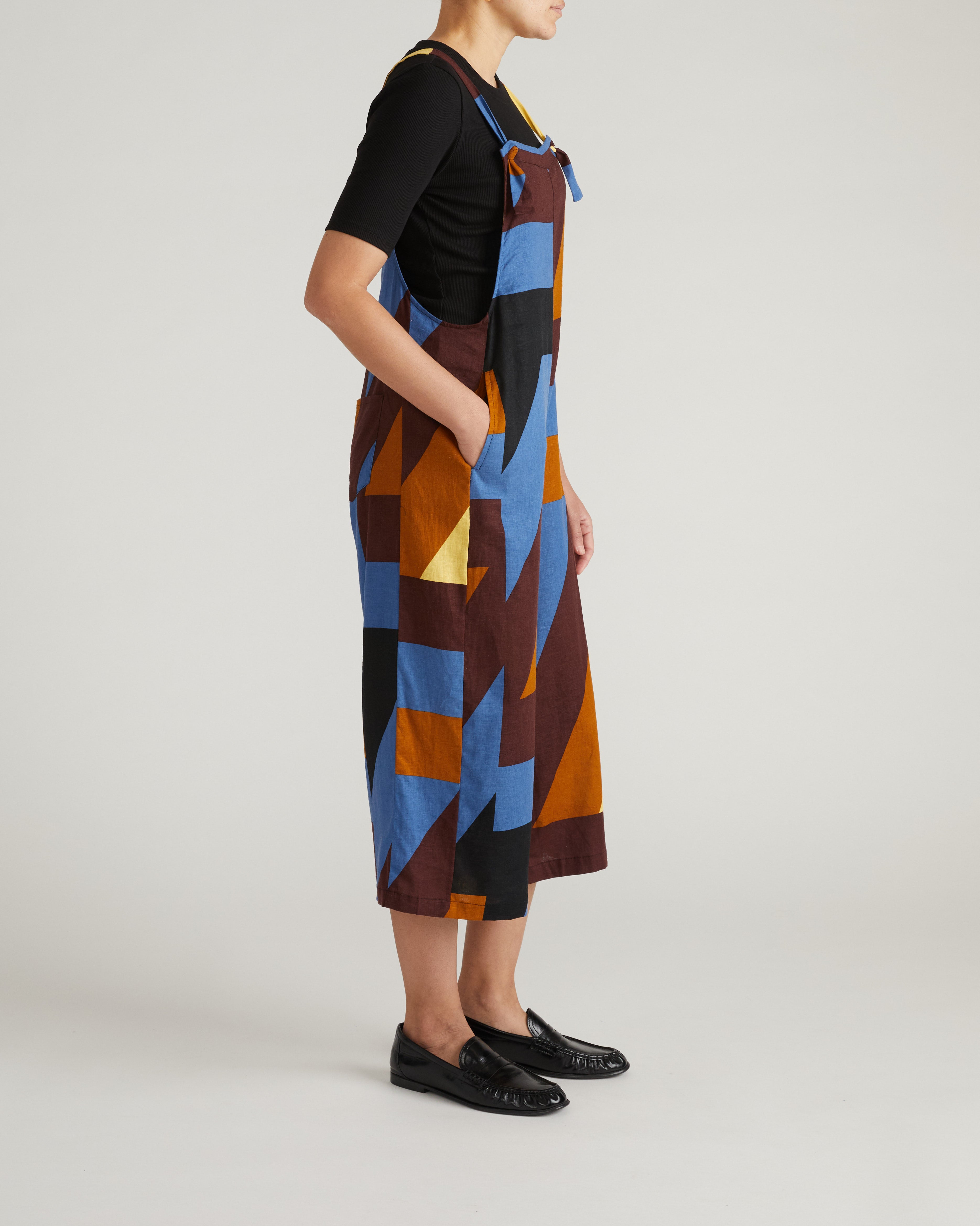 Kora Linen Blend Overalls - Beach Ombra Print