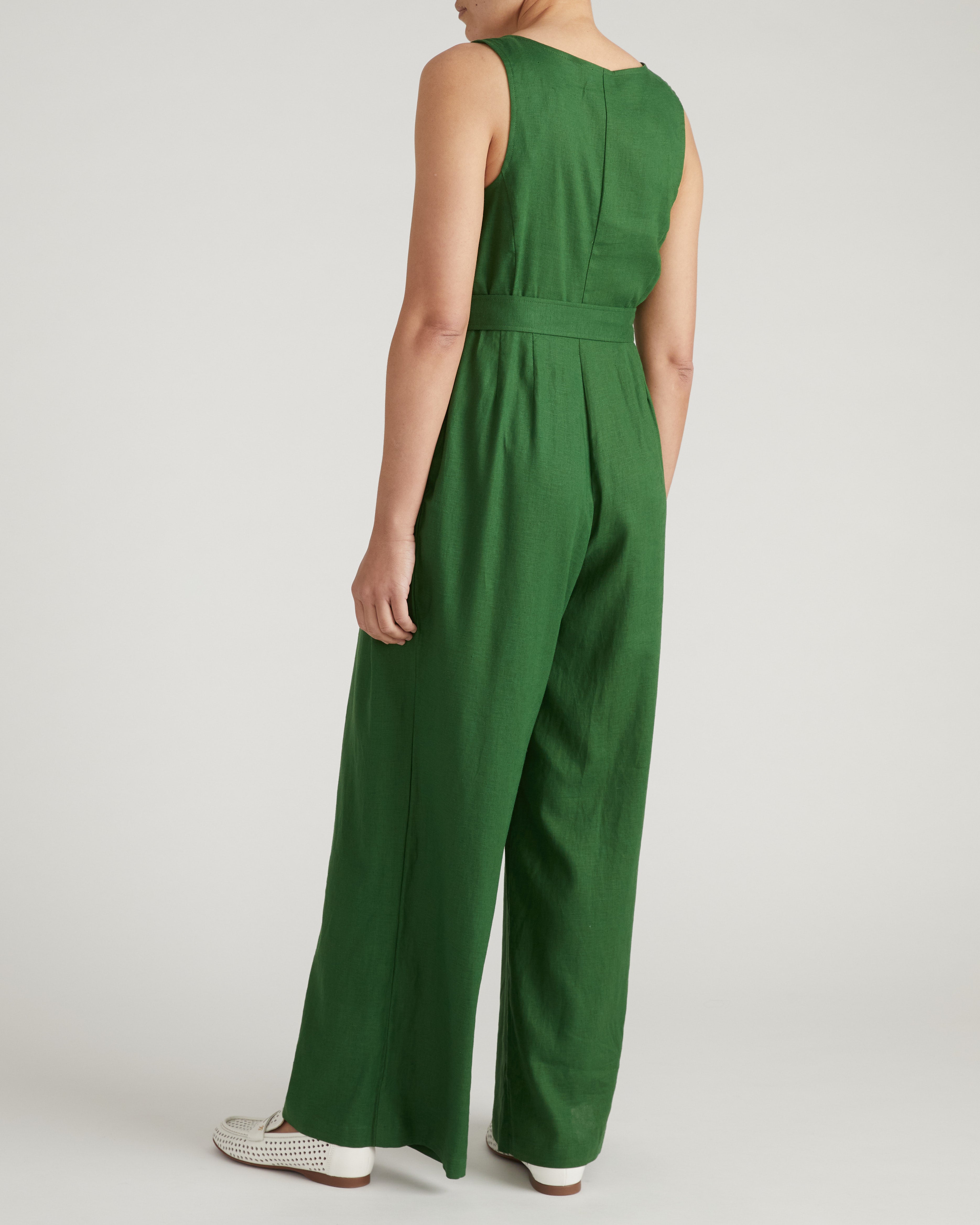 Rania Belted Linen Blend Jumpsuit - Jardin