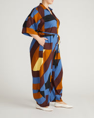 Maggie Barrel Leg Linen Blend Jumpsuit - Beach Ombra Print
