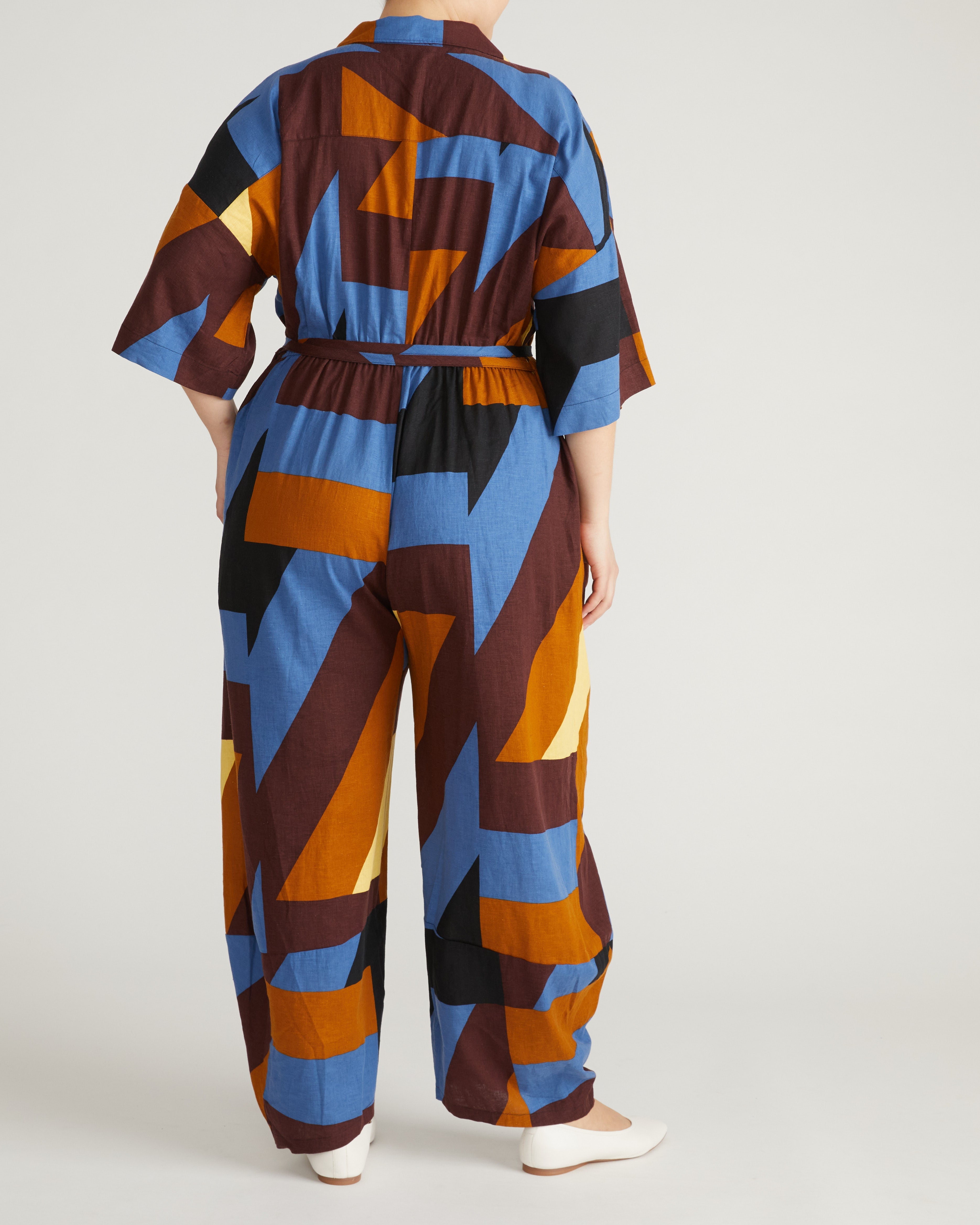Maggie Barrel Leg Linen Blend Jumpsuit - Beach Ombra Print