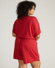 Nora Cross Front Romper - Raspberry