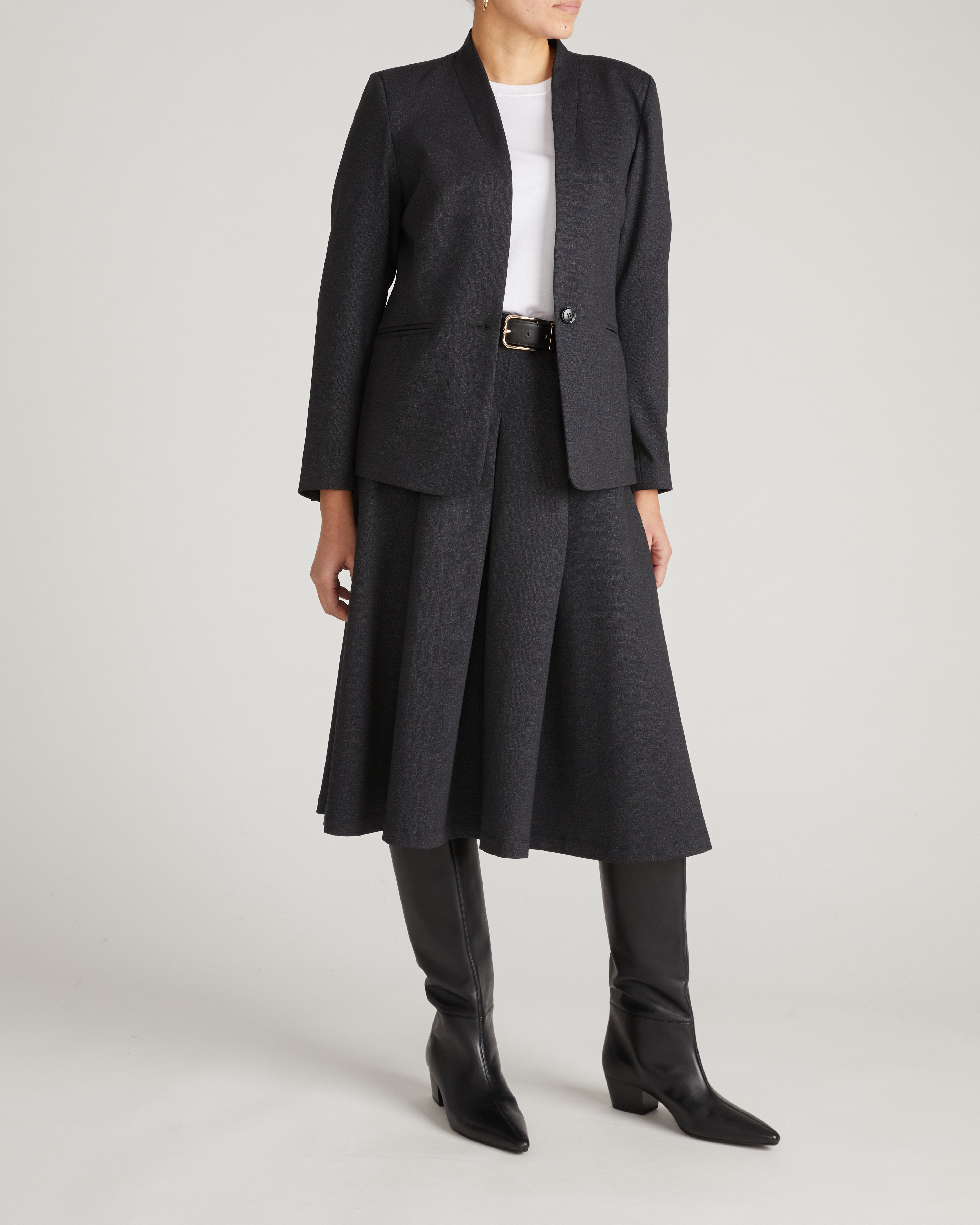 PowerPonte Denim Collarless Blazer - Charcoal