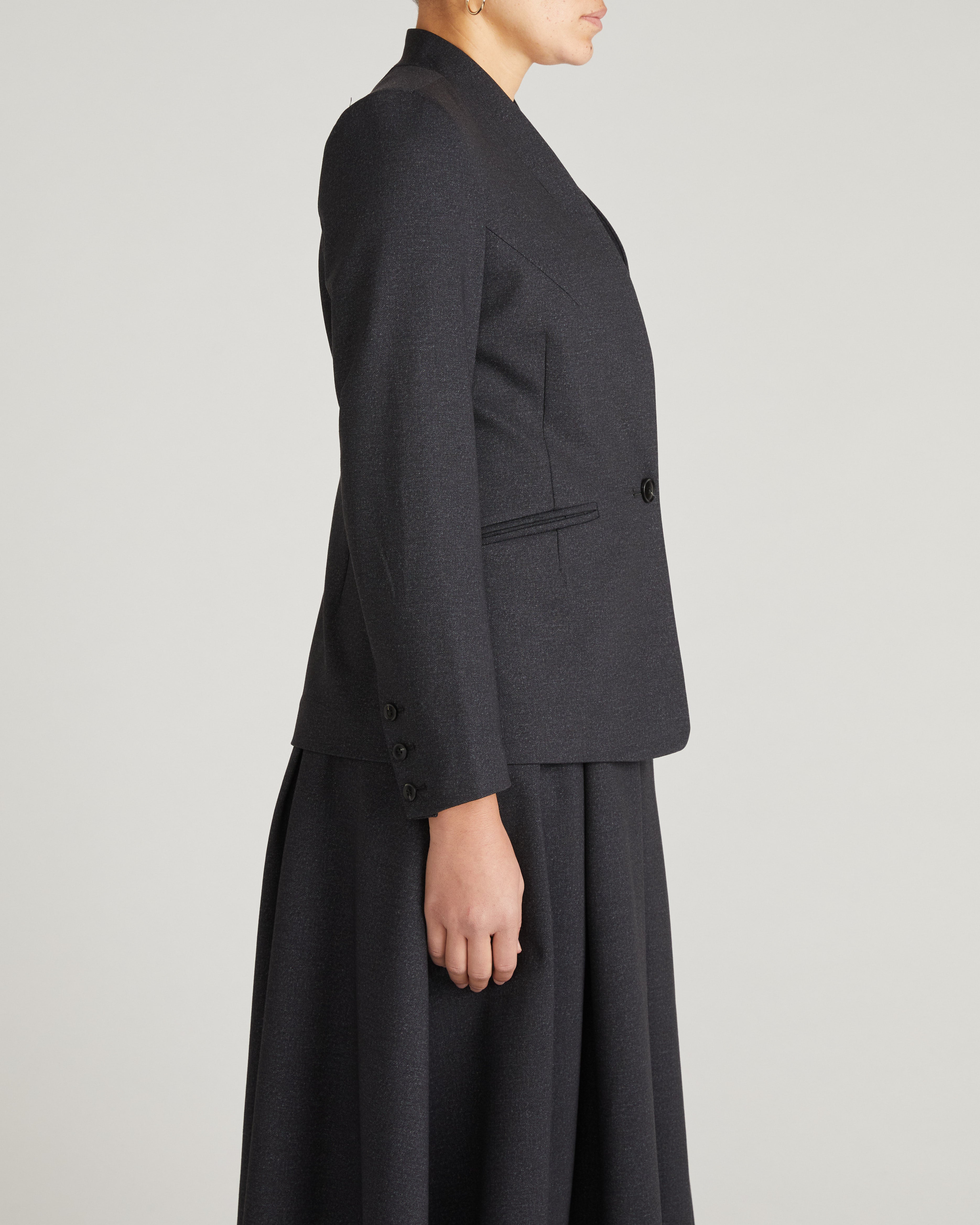PowerPonte Denim Collarless Blazer - Charcoal