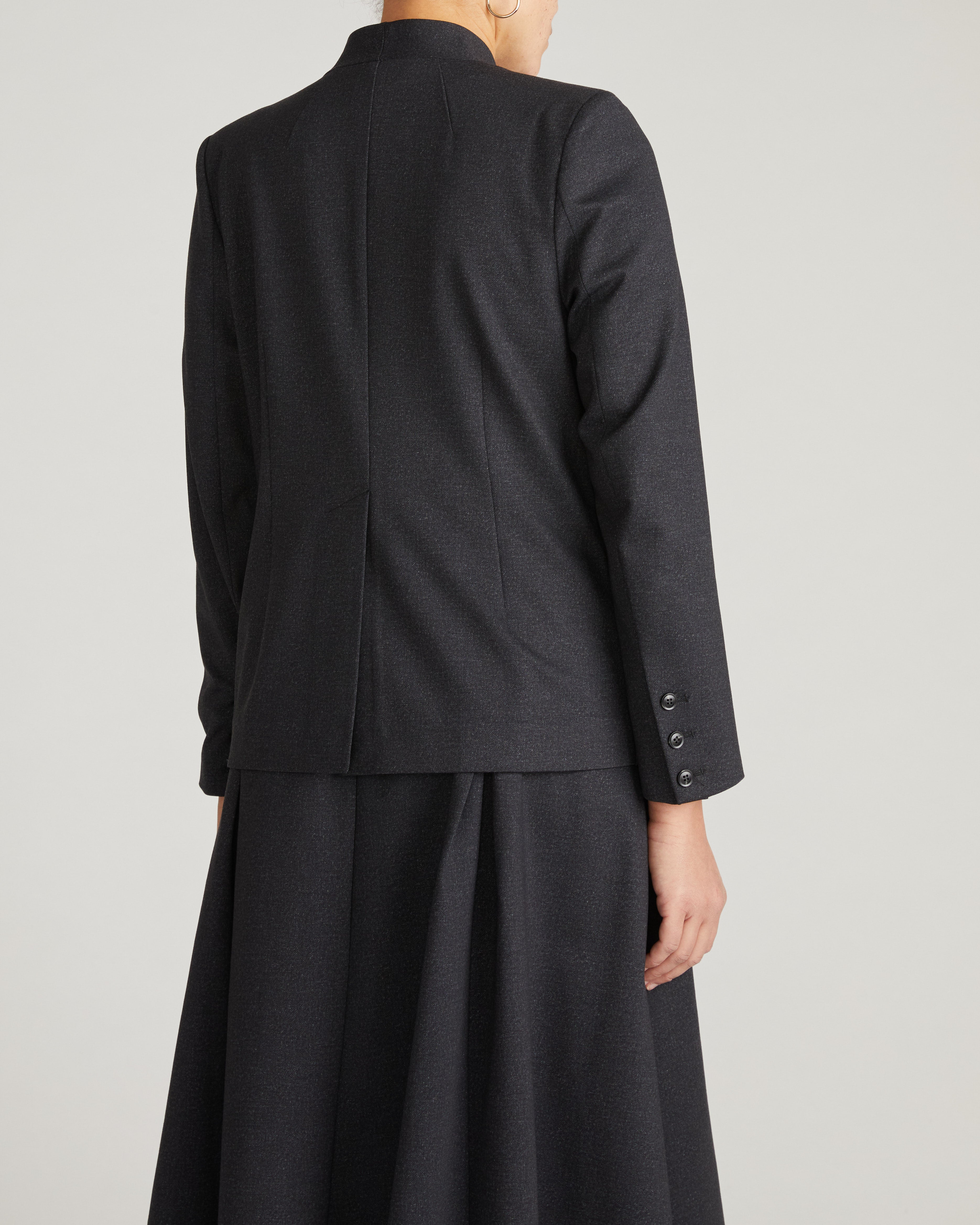 PowerPonte Denim Collarless Blazer - Charcoal
