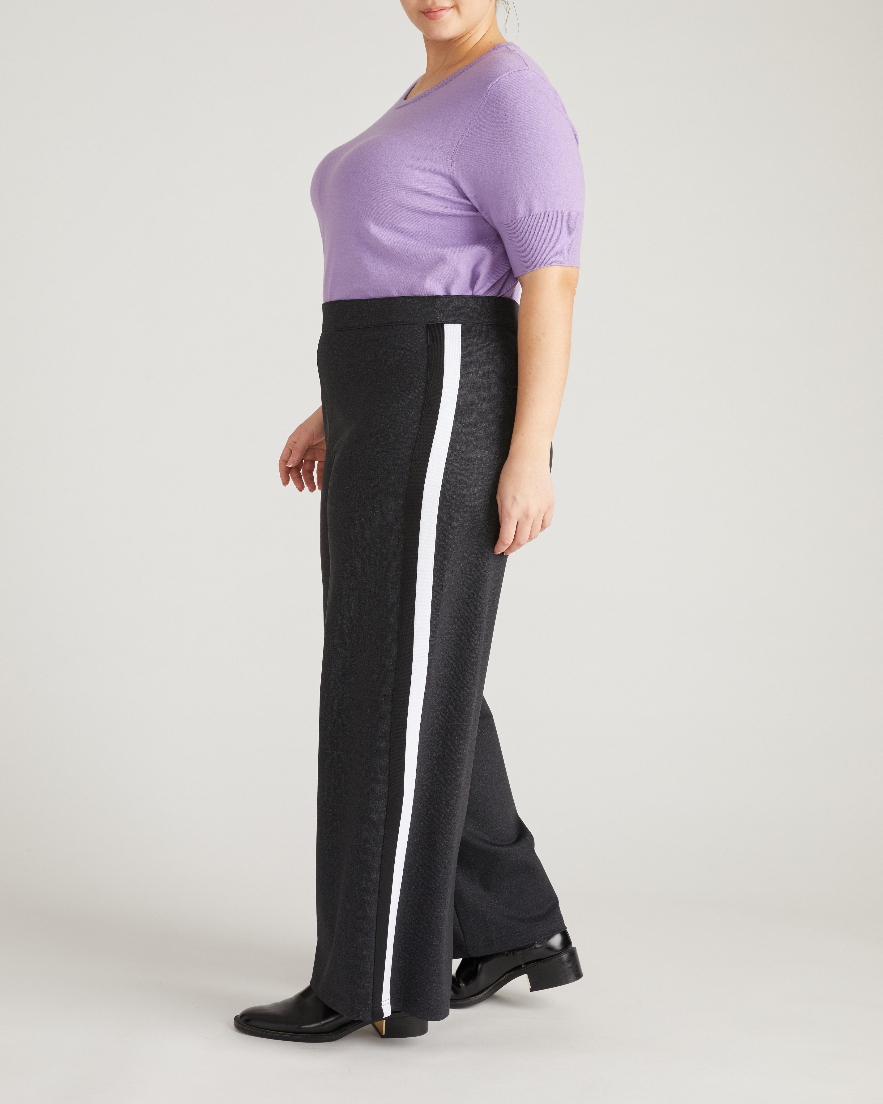 PowerPonte Denim Stephanie Pants - Charcoal with Black/White Stripe