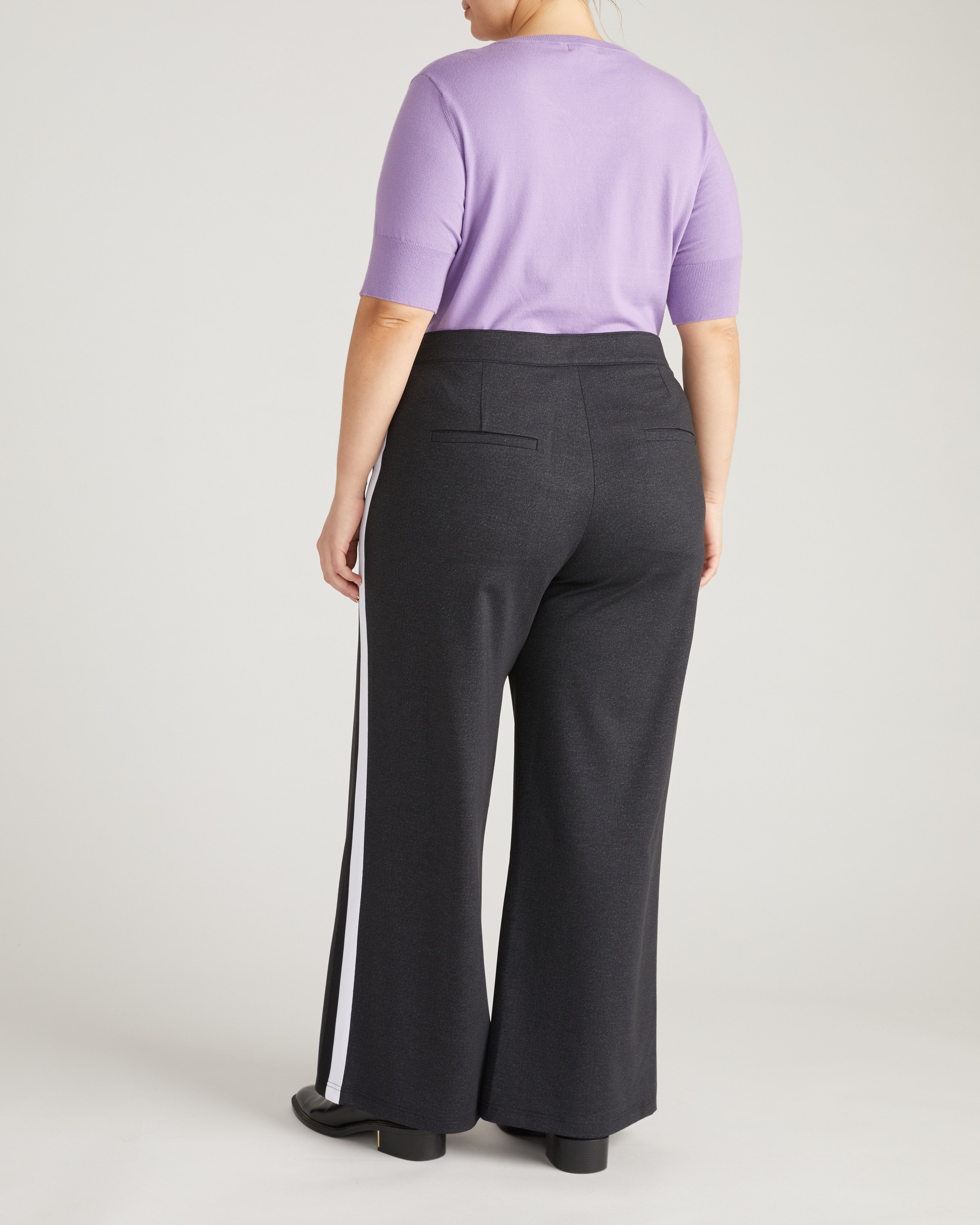 PowerPonte Denim Stephanie Pants - Charcoal with Black/White Stripe