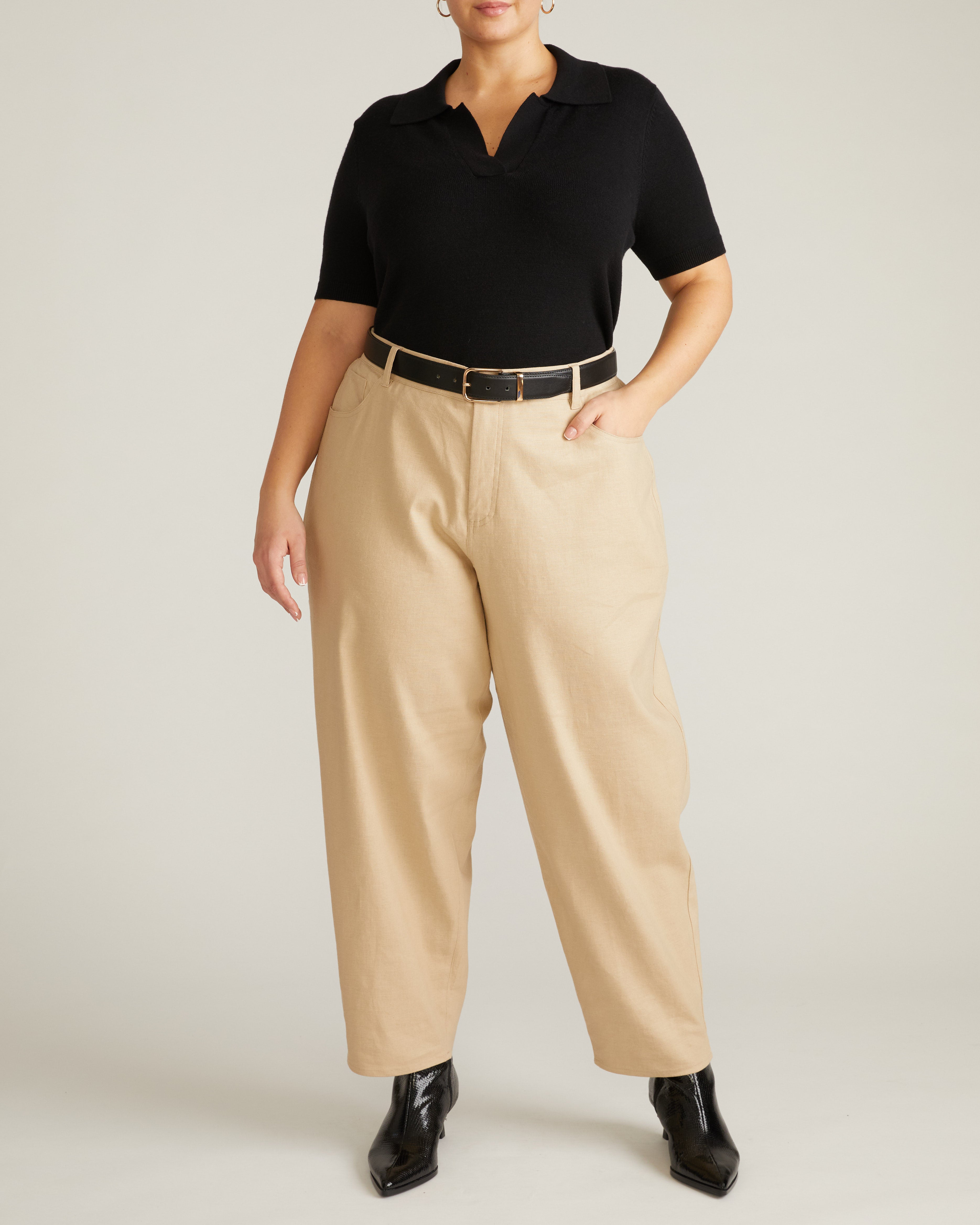 Lou Barrel Leg Linen Blend Pants - Danish Coffee
