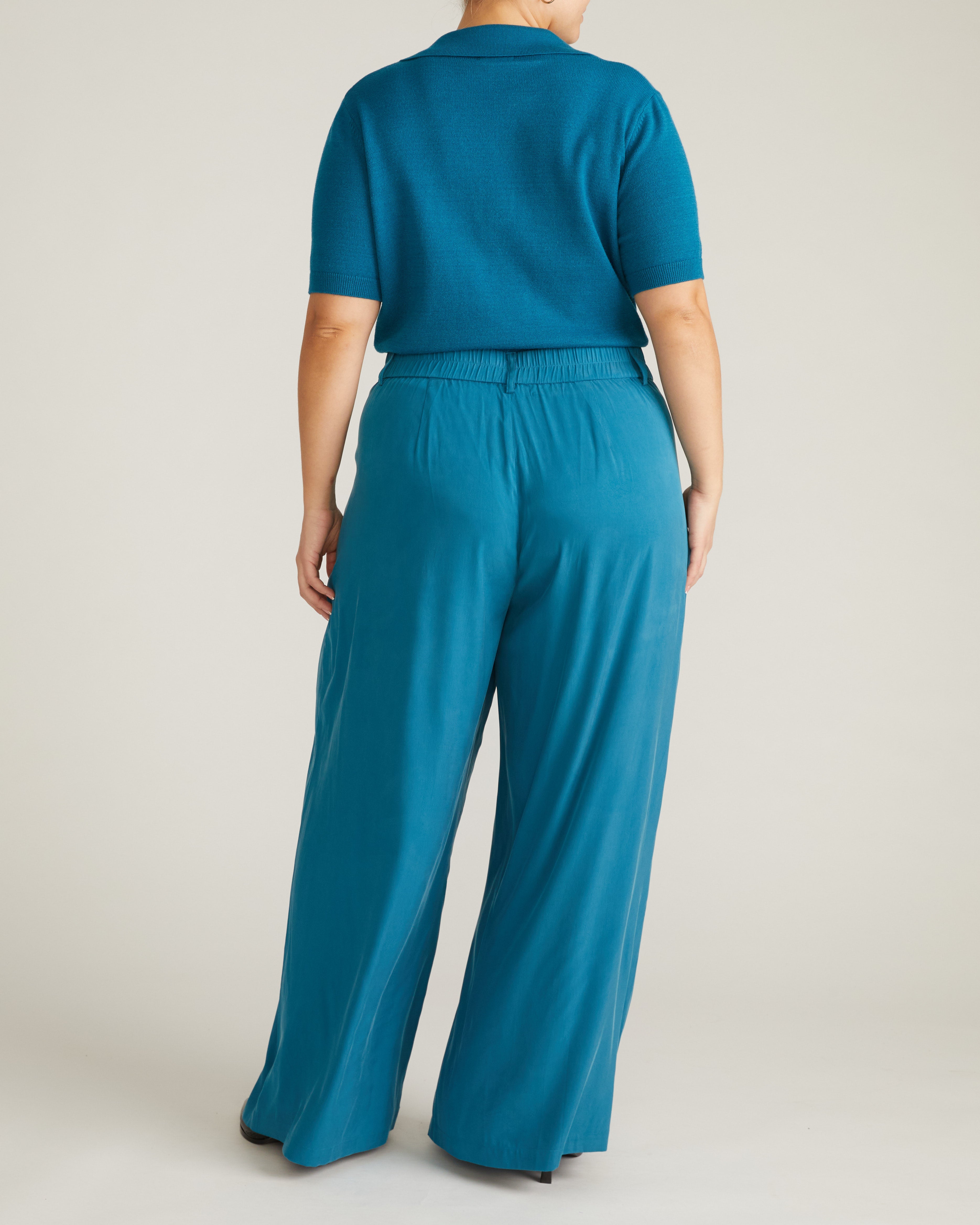 Palais Cooling Cupro Wide Leg Pant - Blue Beetle