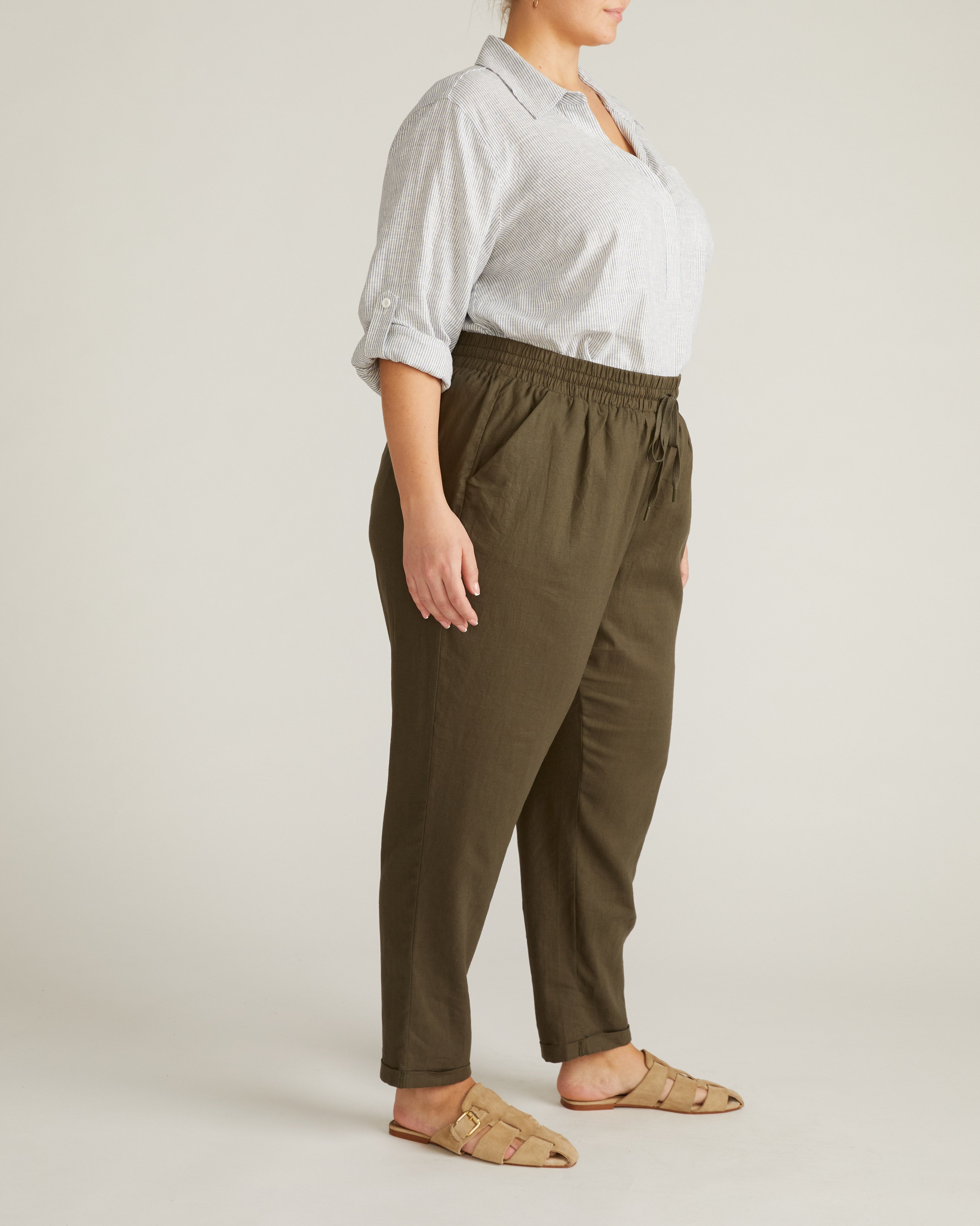 Sayville Linen Blend Drawstring Pant - Camo