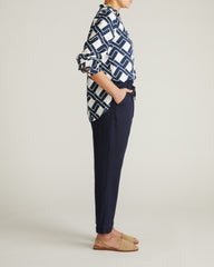 Sayville Linen Blend Drawstring Pant - Navy