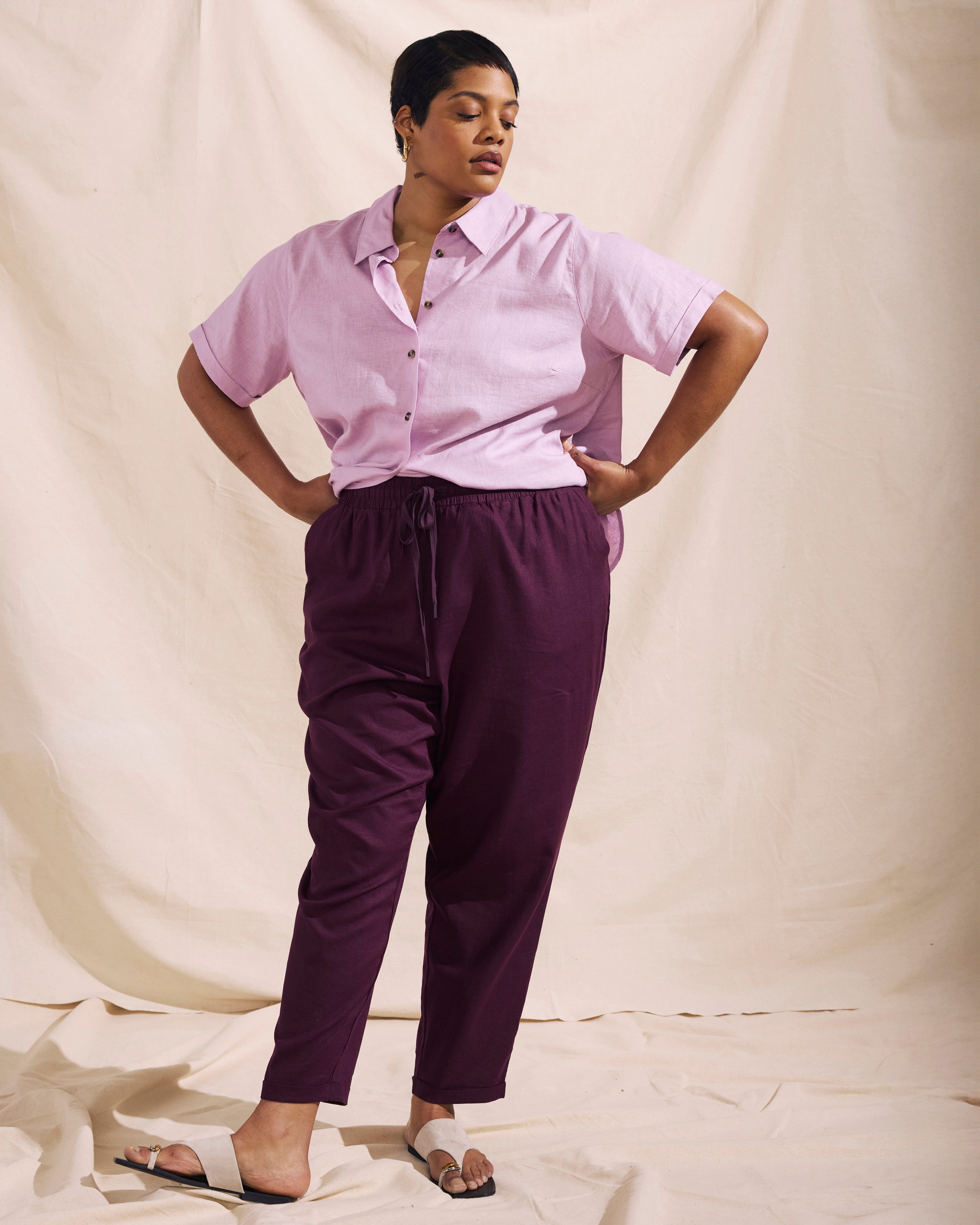 Sayville Linen Blend Drawstring Pant - Acai