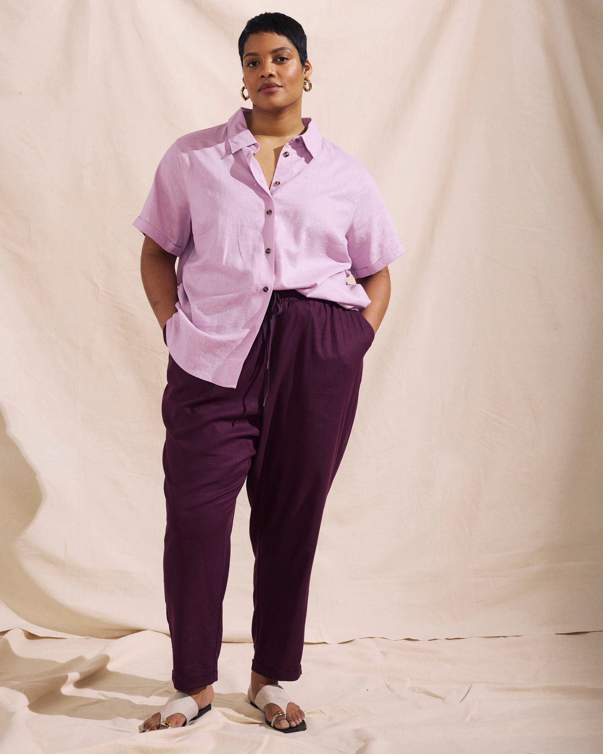 Sayville Linen Blend Drawstring Pant - Acai