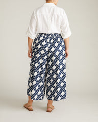 Palazzo Cargo Linen Blend Pant - Geometrica Print