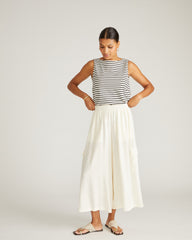 Palazzo Cargo Linen Blend Pant - Natural White