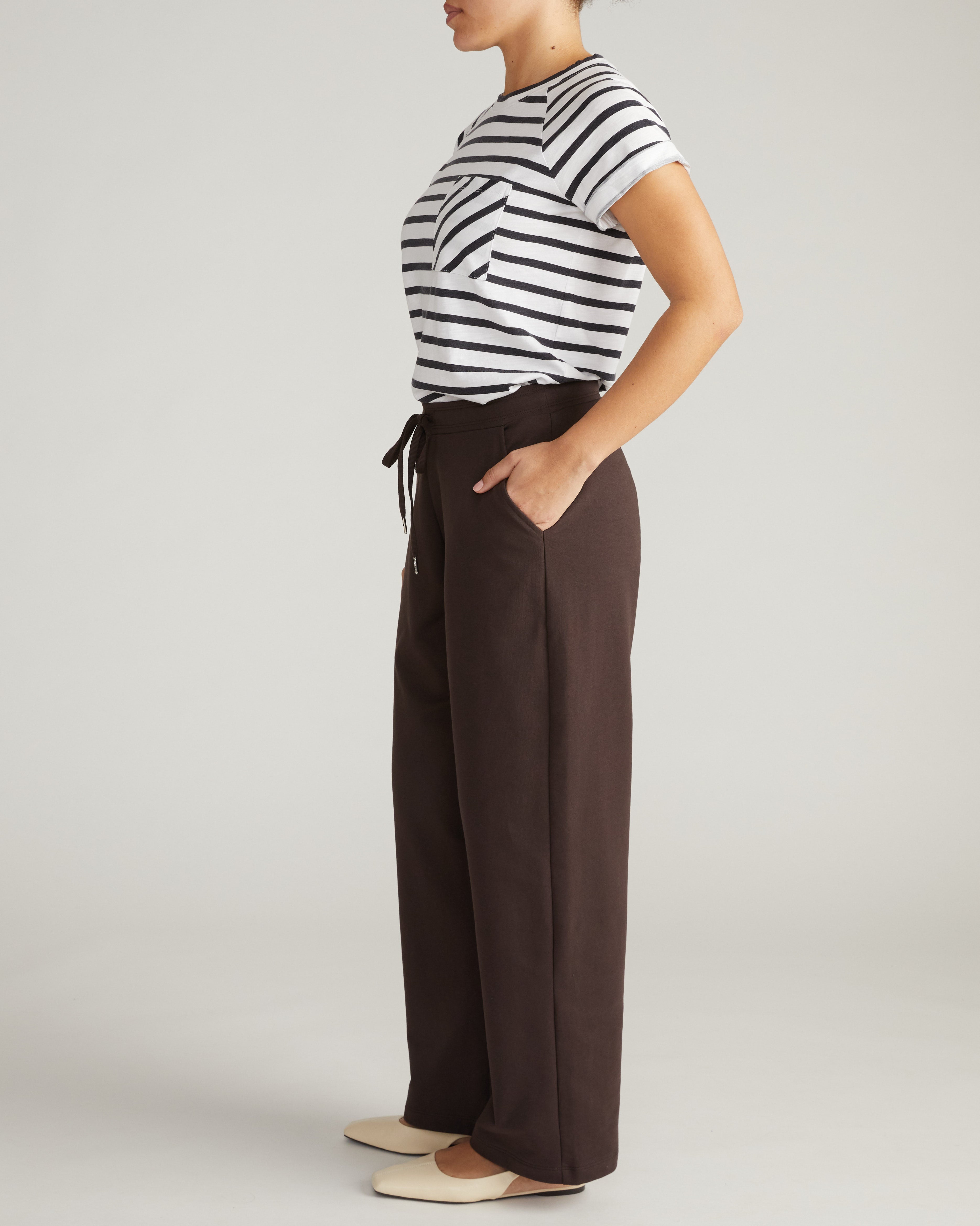 Straight Leg French Terry Sweatpants - Deep Brown