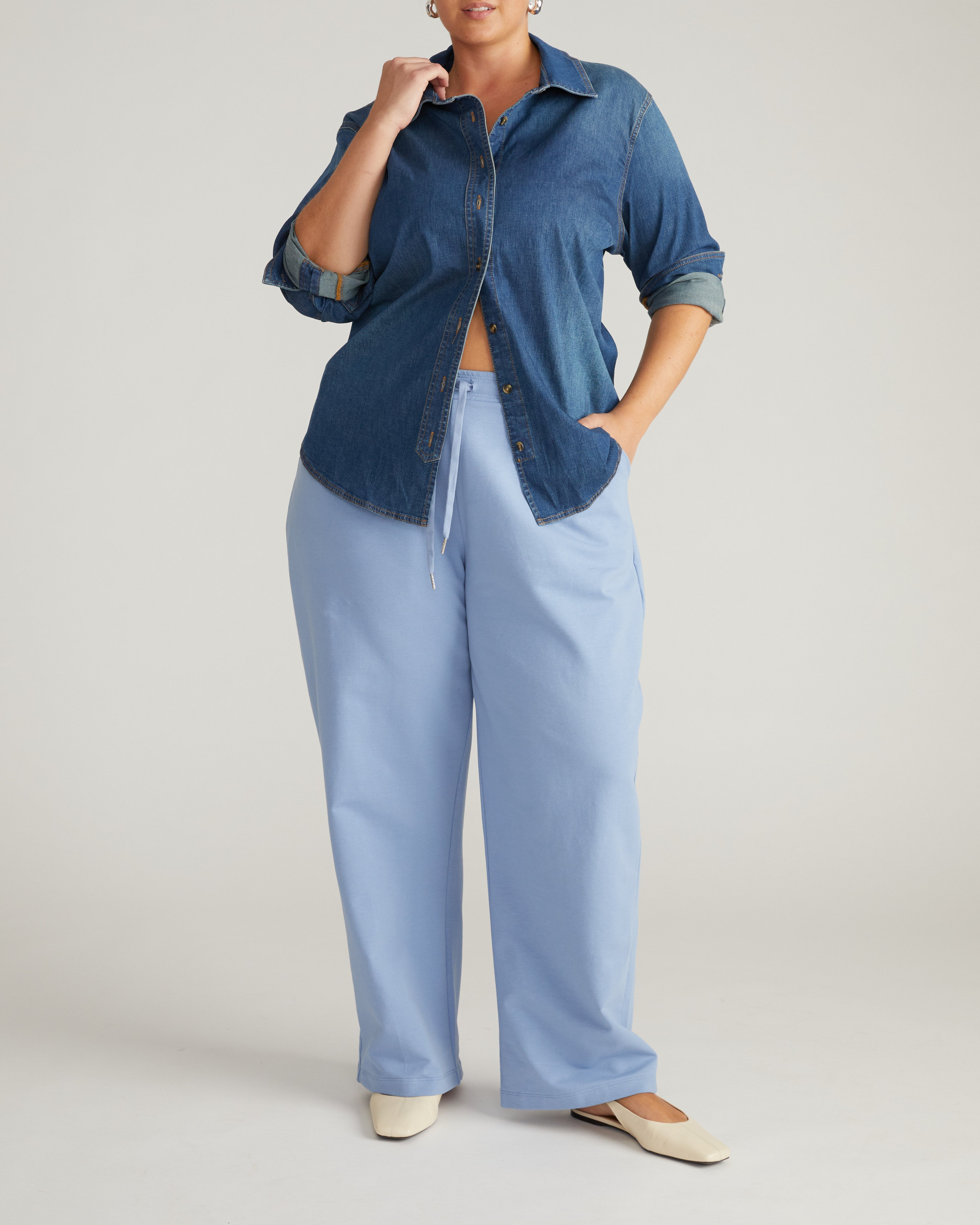 Straight Leg French Terry Sweatpants - Graceful Blue