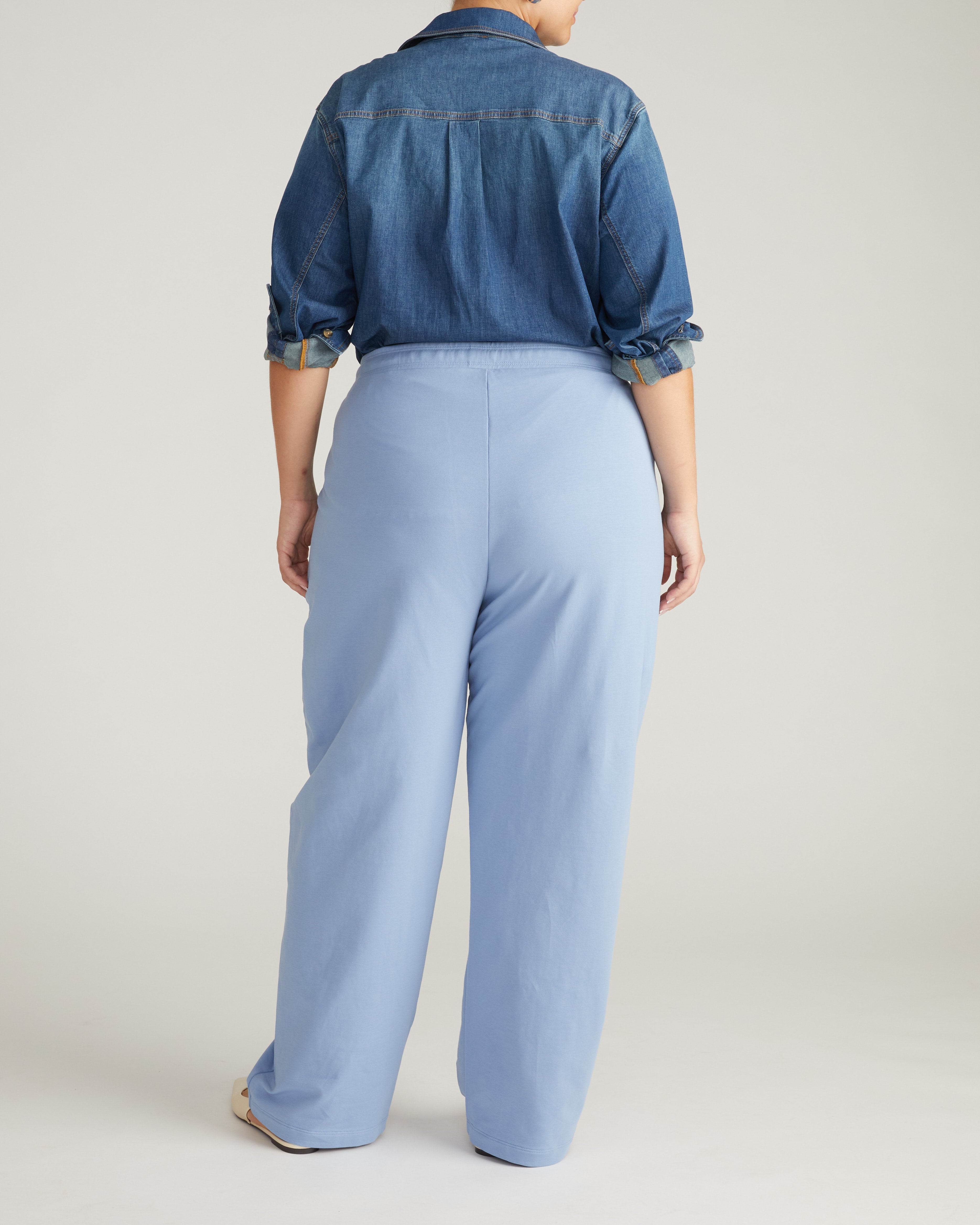 Straight Leg French Terry Sweatpants - Graceful Blue