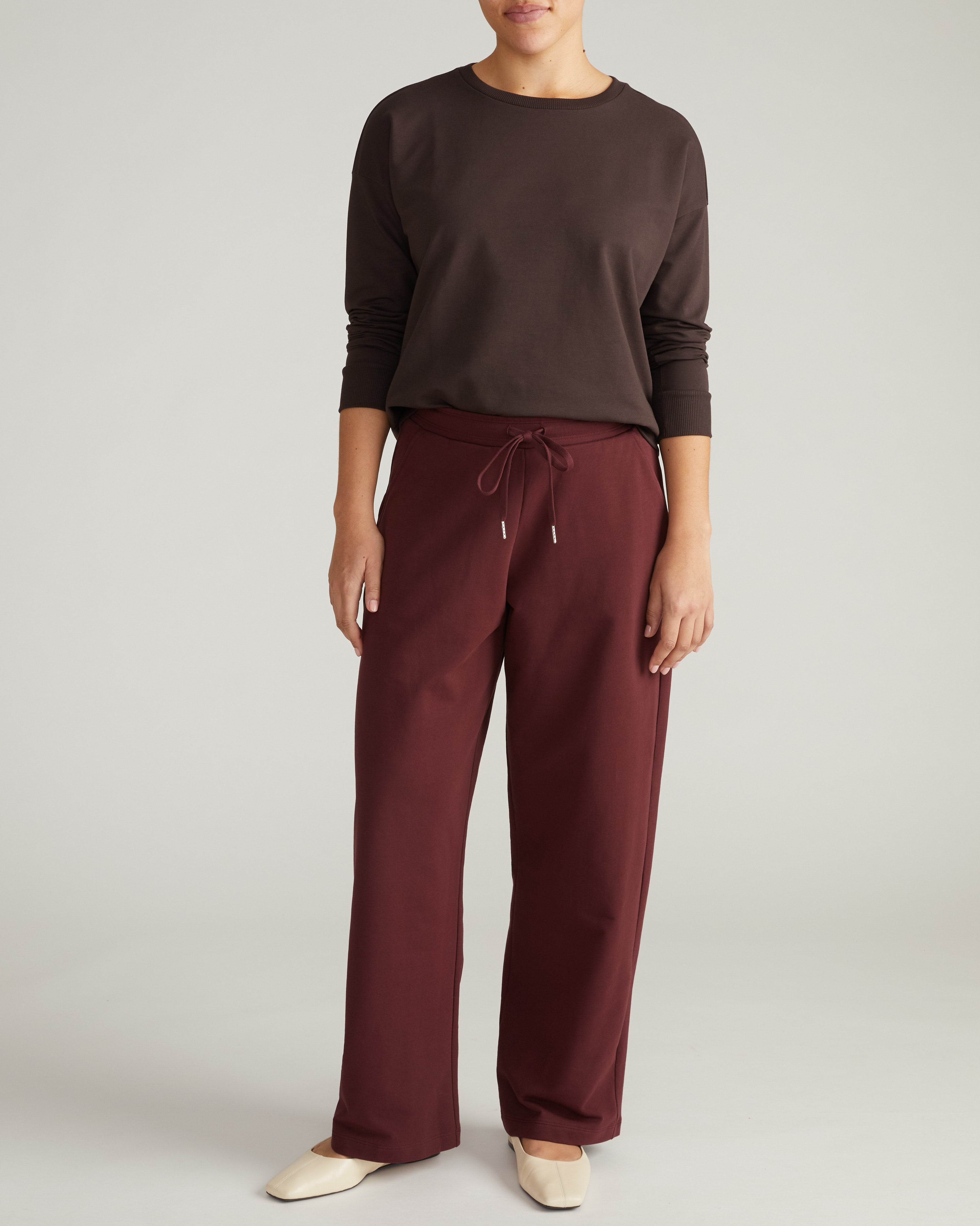 Straight Leg French Terry Sweatpants - Black Cherry
