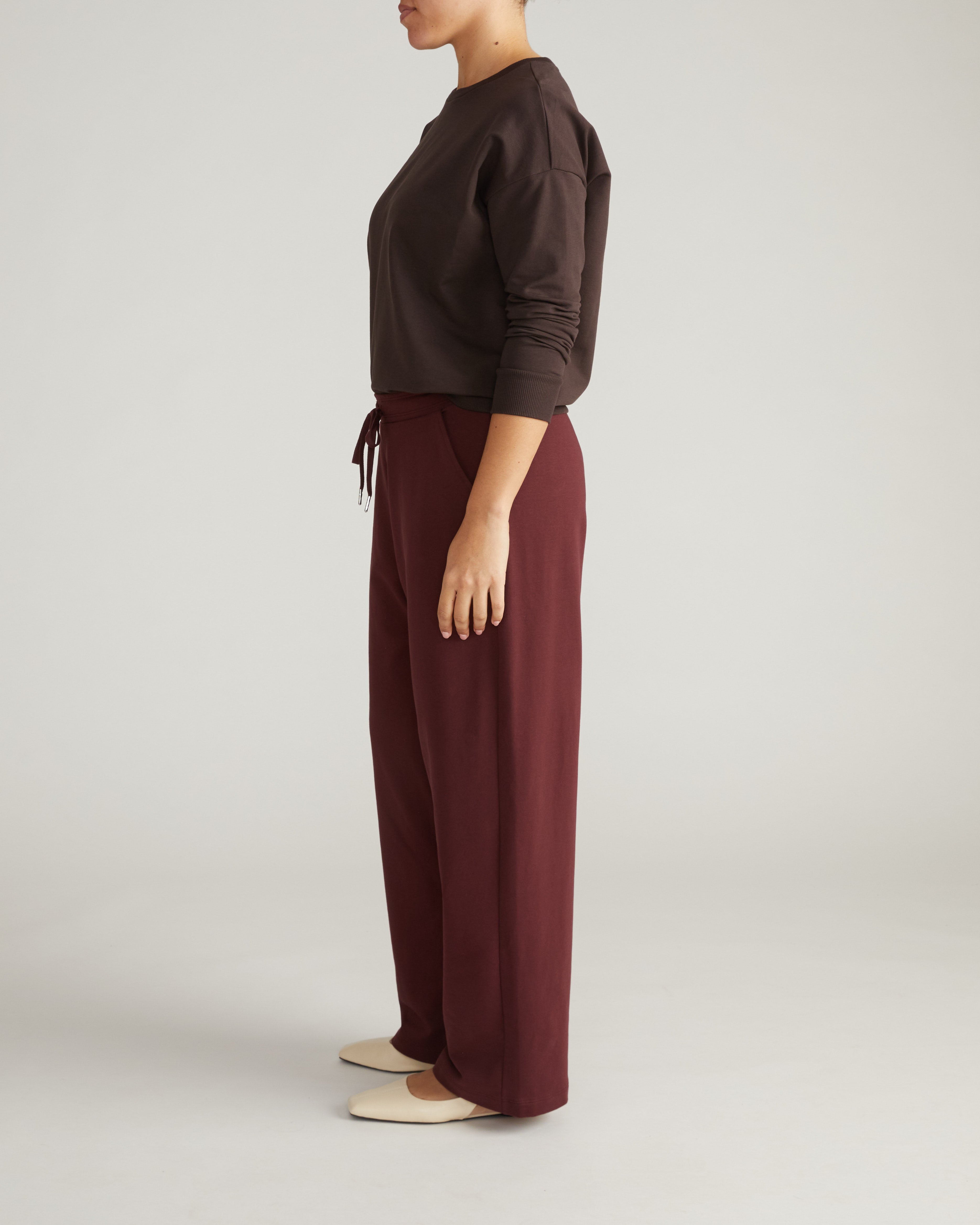 Straight Leg French Terry Sweatpants - Black Cherry