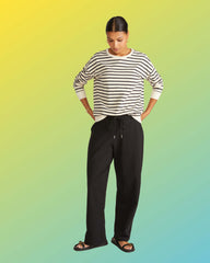 Straight Leg French Terry Sweatpants - Black