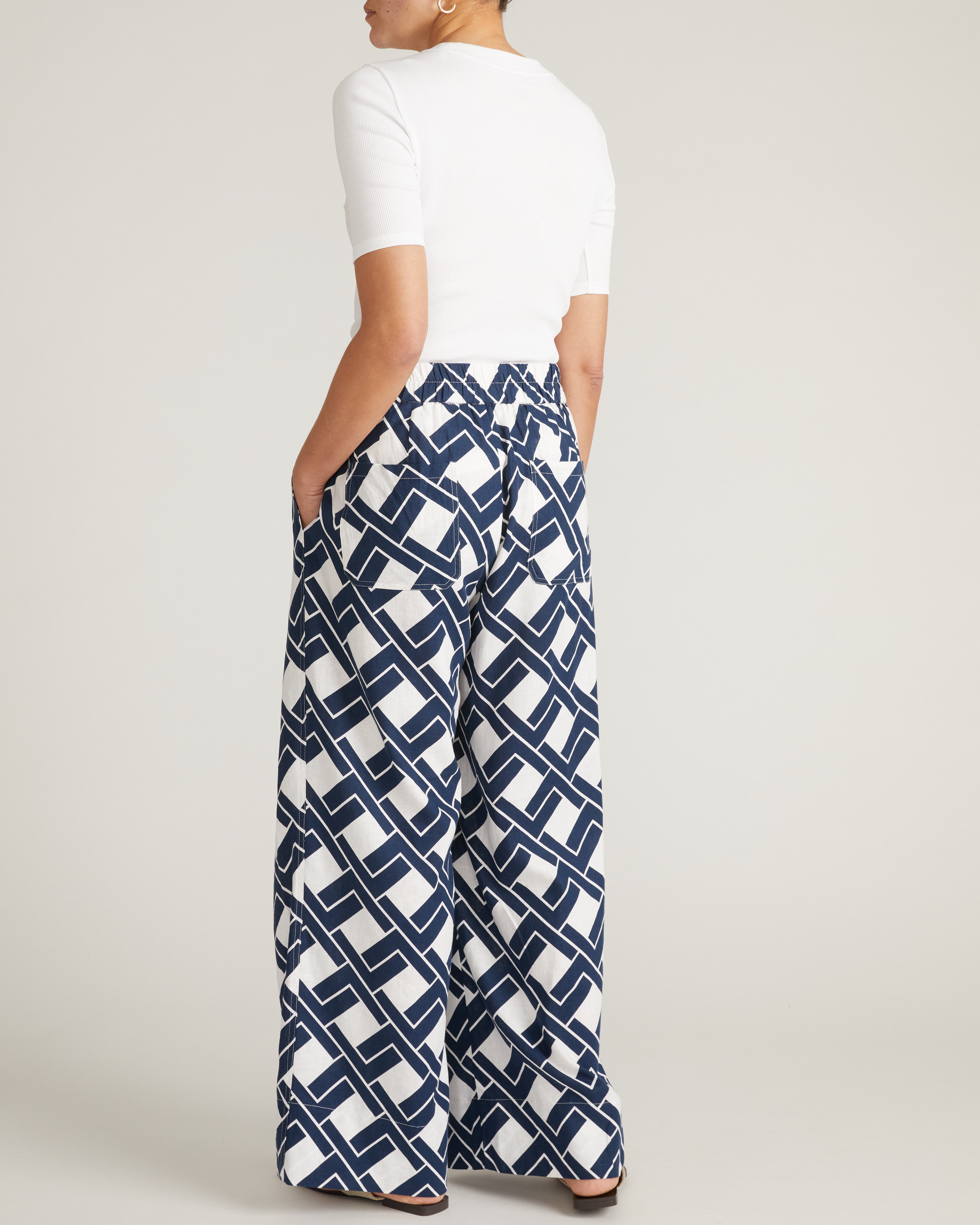 Marley Wide Leg Linen Blend Pants - Geometrica Print