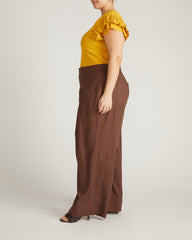 Marley Wide Leg Linen Blend Pants - Peppercorn