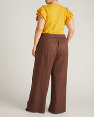 Marley Wide Leg Linen Blend Pants - Peppercorn
