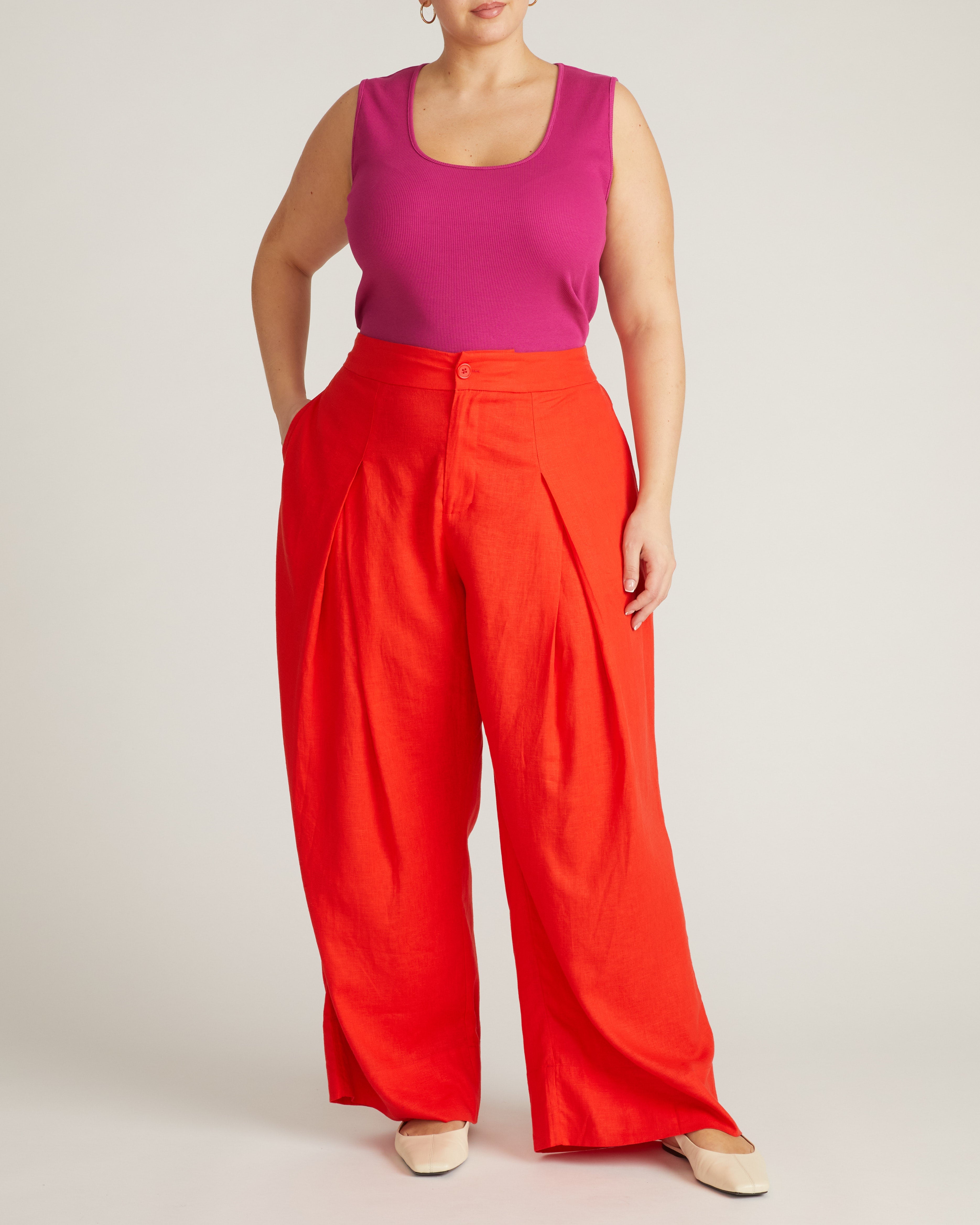 Marley Wide Leg Linen Blend Pants - Shoreline Sunset