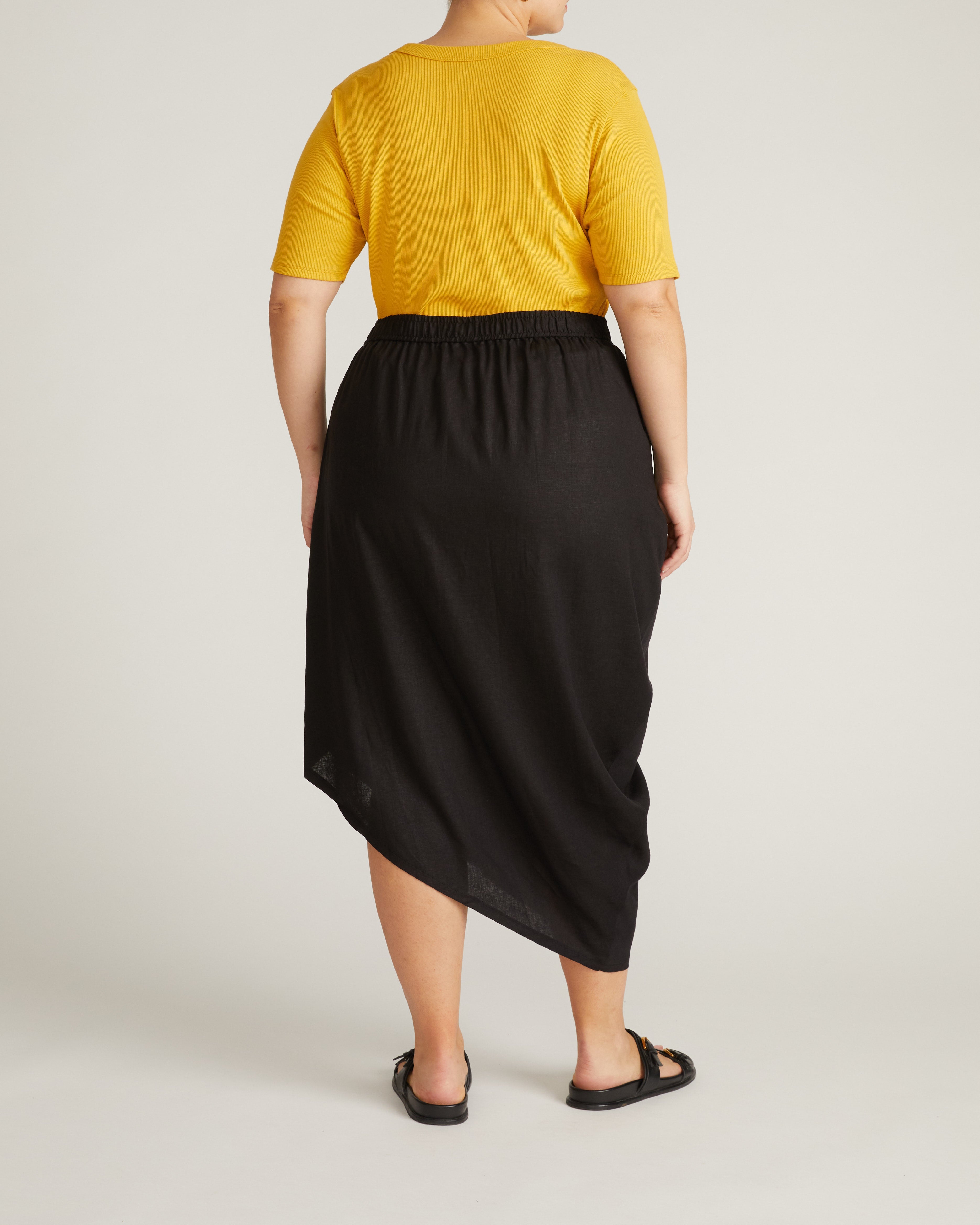 Geneva Linen Blend Skirt - Black