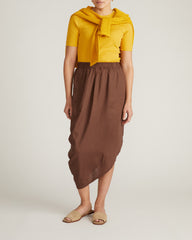 Geneva Linen Blend Skirt - Peppercorn