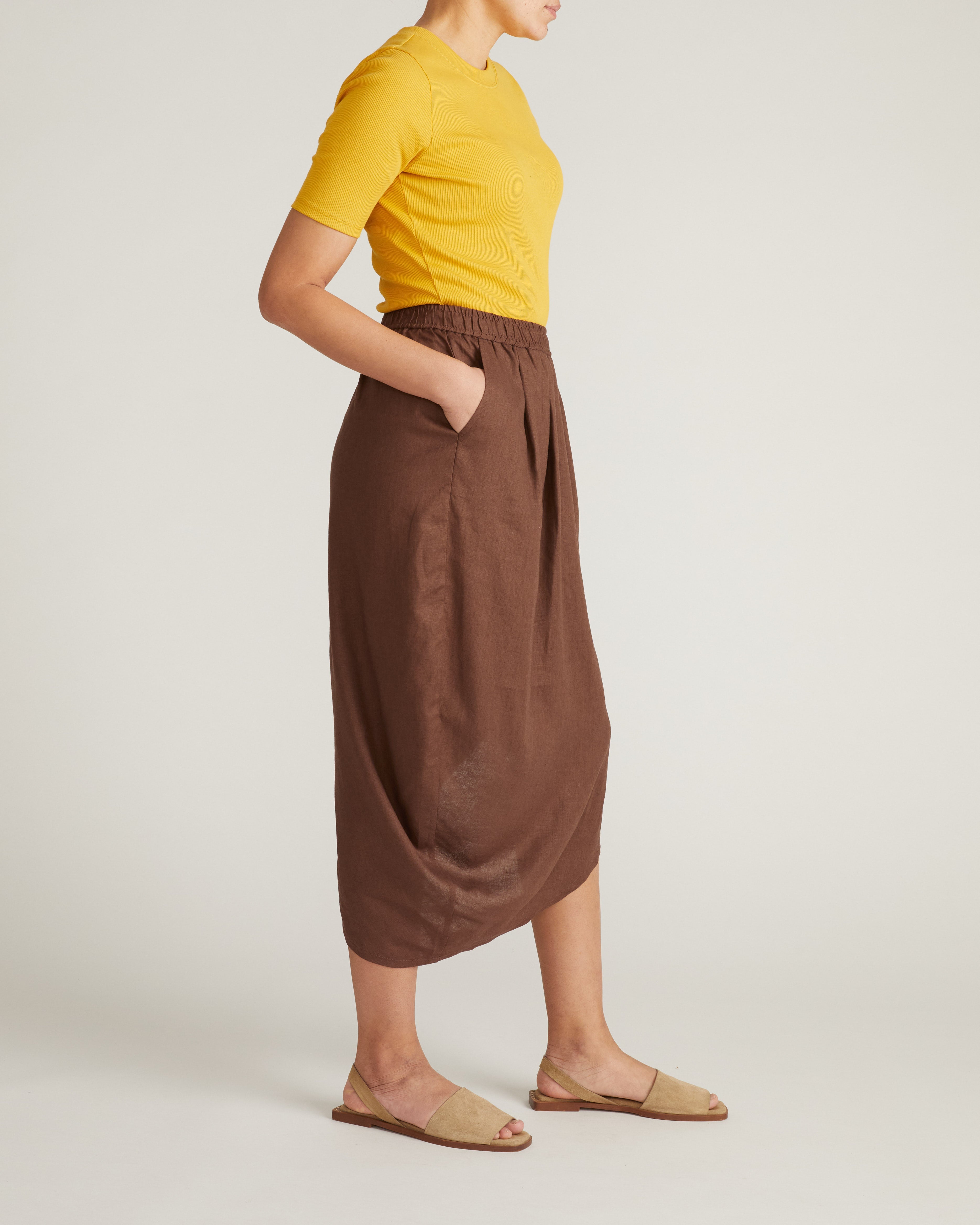 Geneva Linen Blend Skirt - Peppercorn