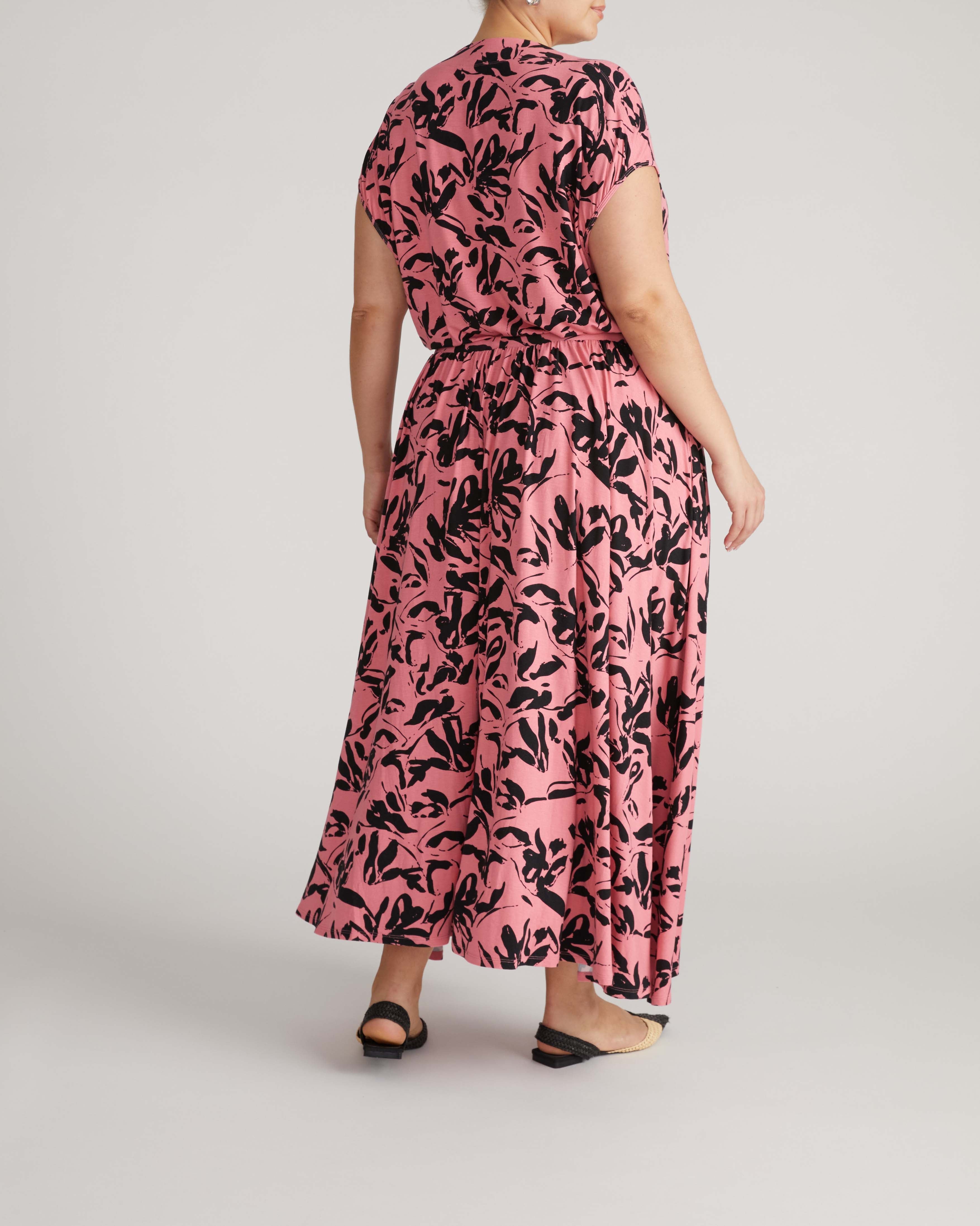 Tessa Liquid Jersey Skirt - Pink Sgraffito Print
