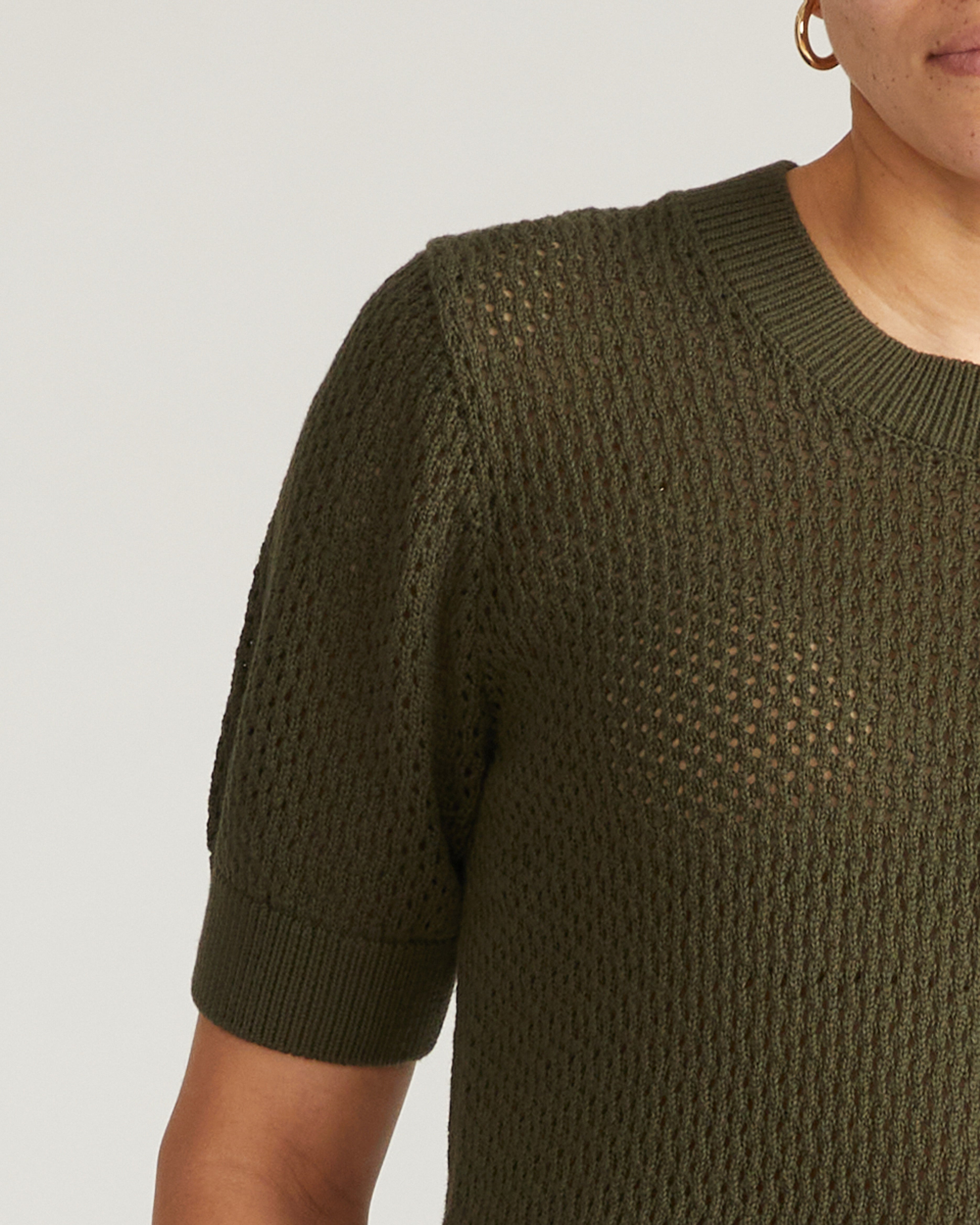 Positano Pointelle Mock Neck Sweater - Camo