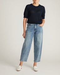 Rosie Pointelle Sweater Top - Navy