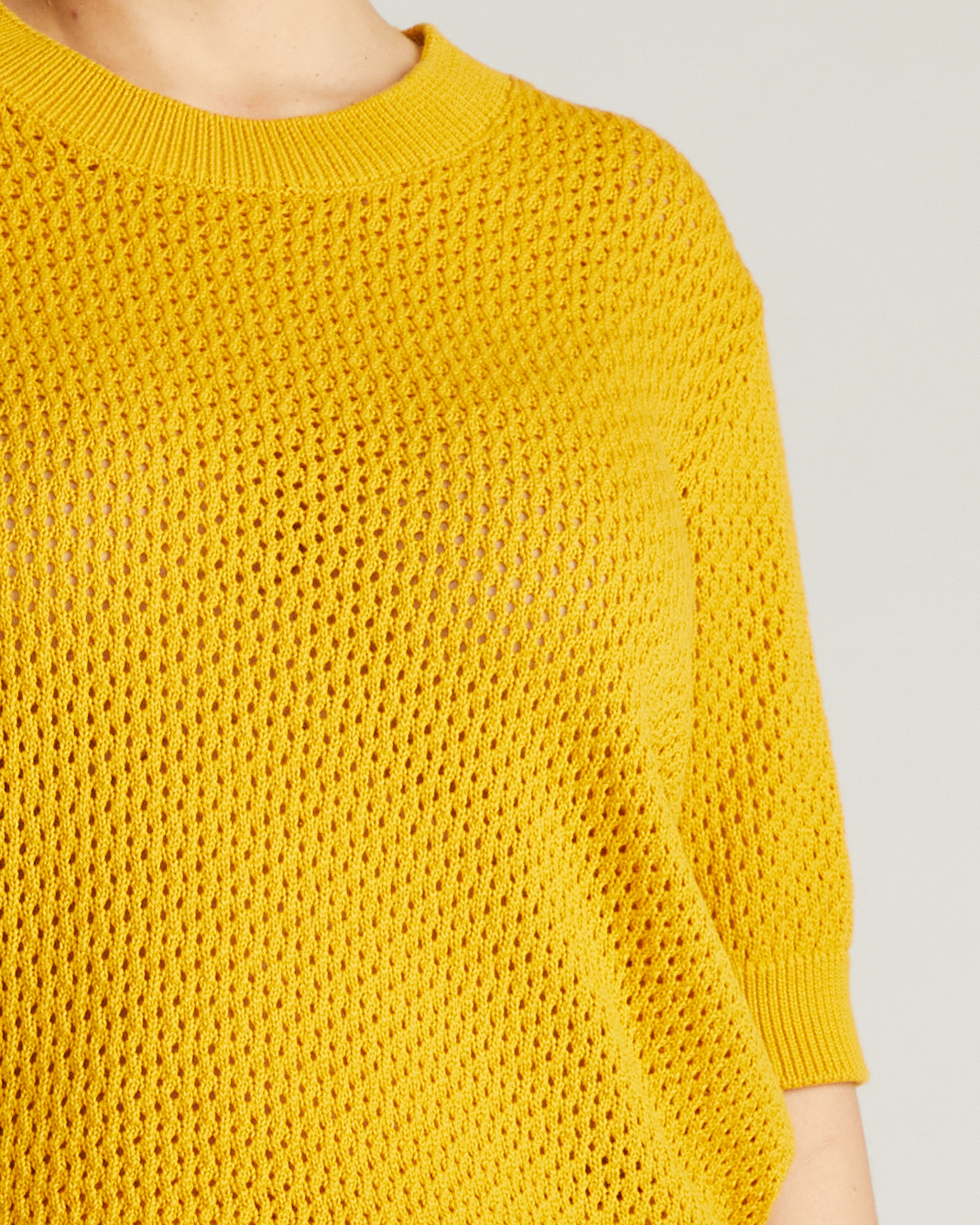 Positano Pointelle Mock Neck Sweater - Goldenrod