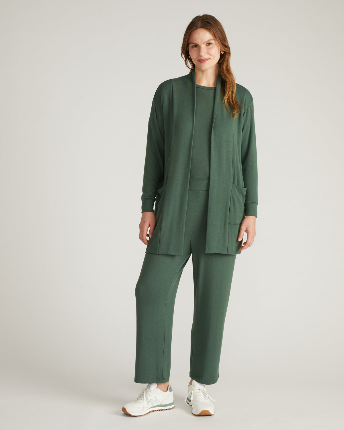 TravelKnit Minimalist Cardigan - Conifer