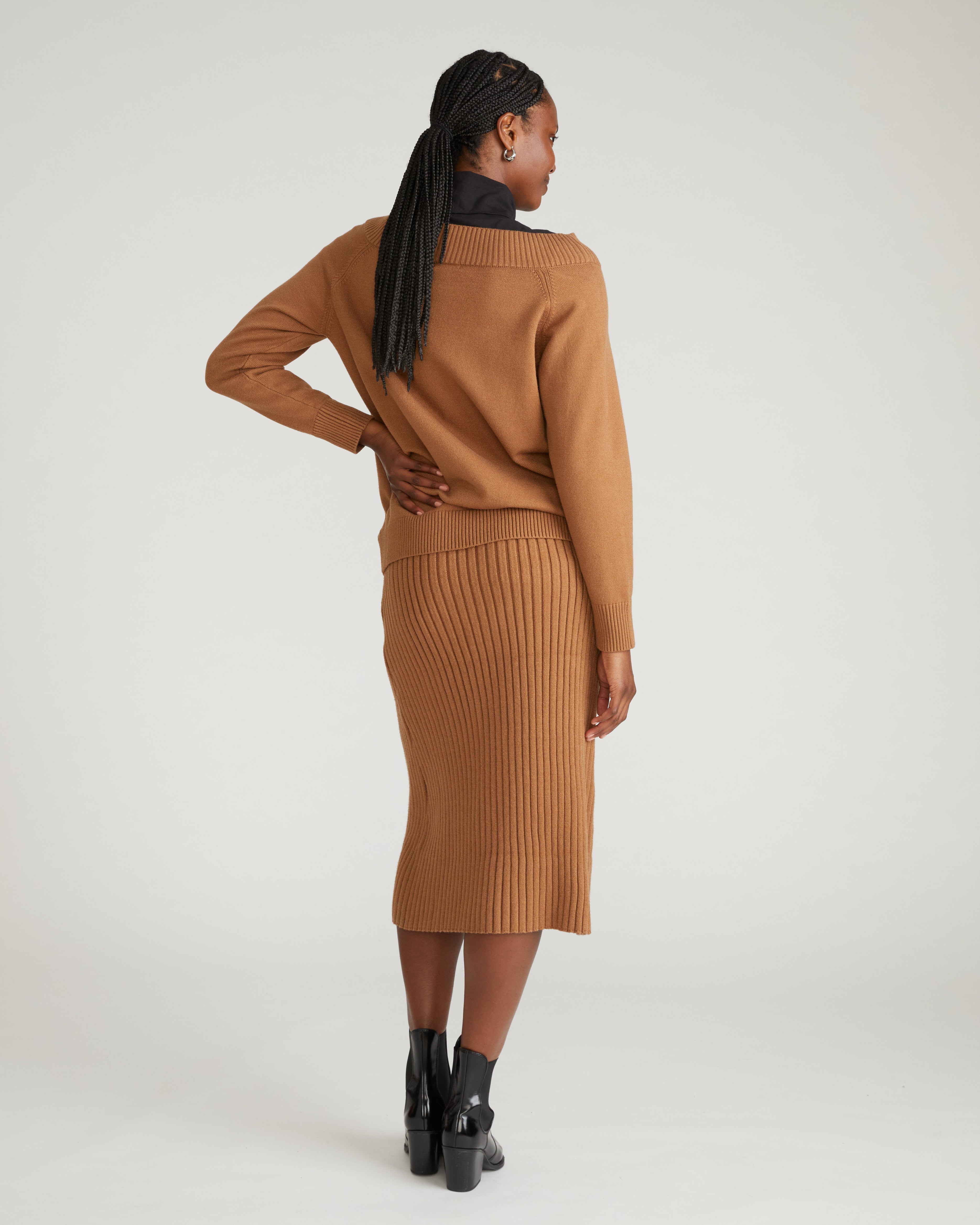 Noomi Cold Shoulder Sweater - Classic Camel
