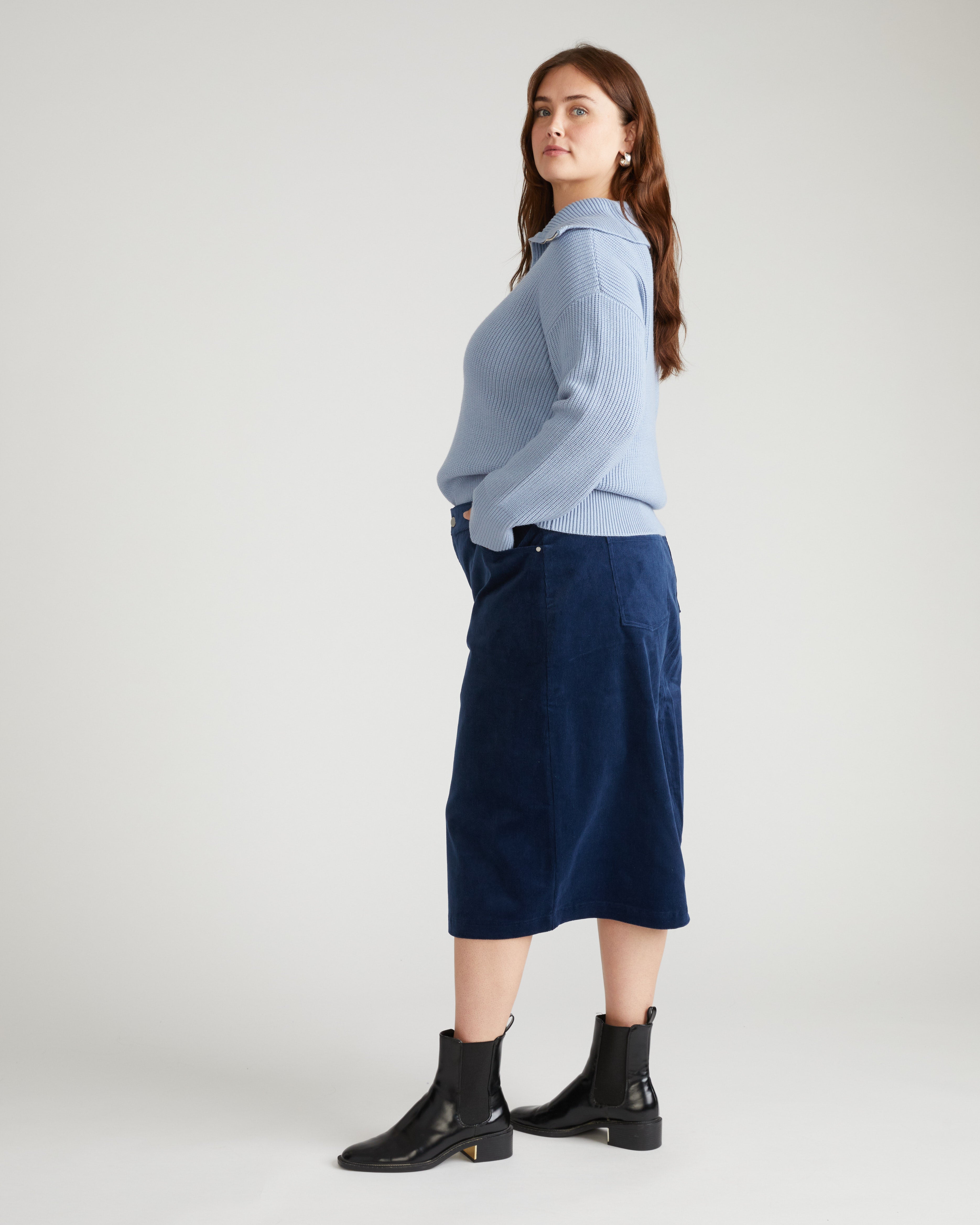 Suzi Corduroy Skirt - Pageant Blue