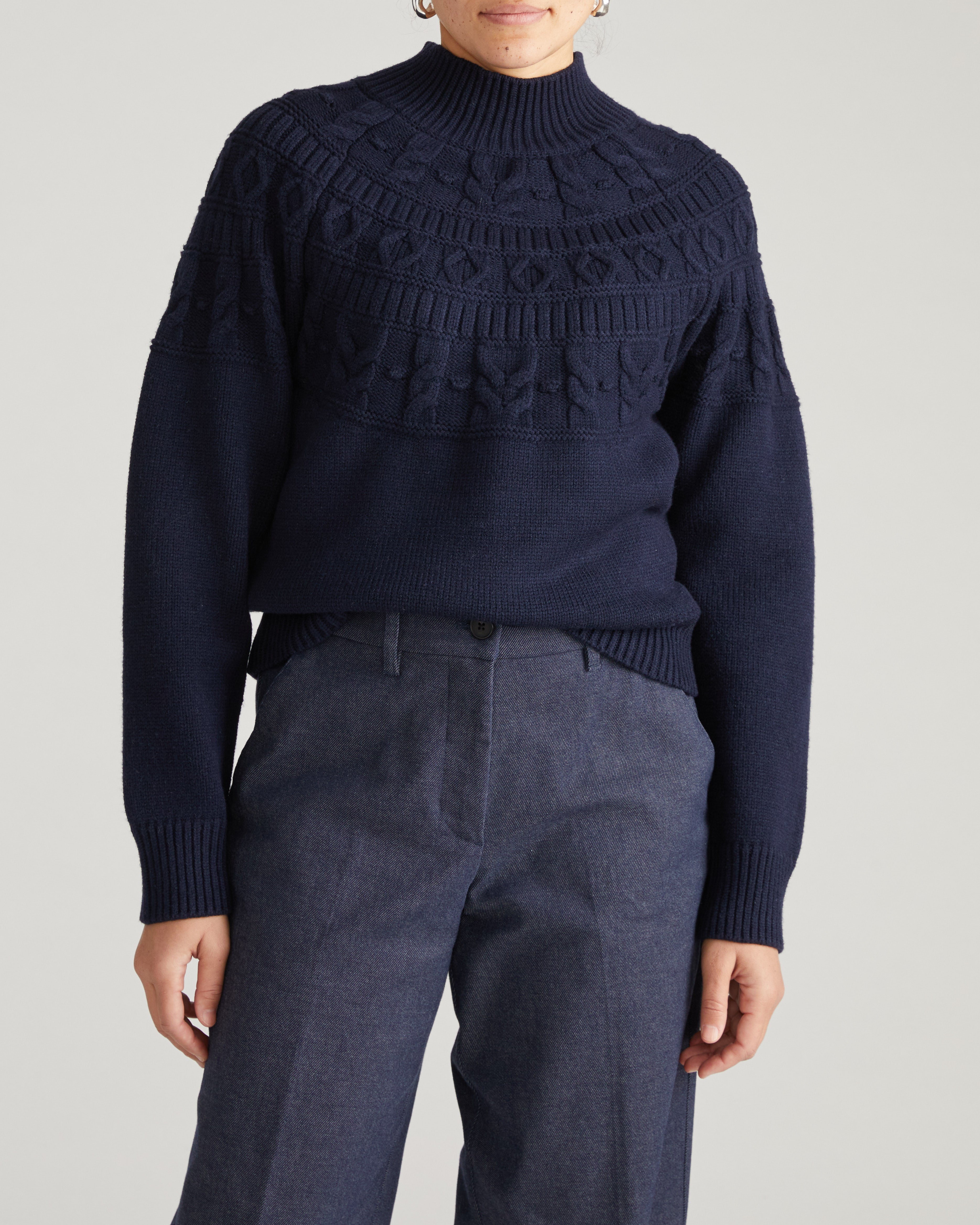Safiya Cable Knit Sweater - Midnight