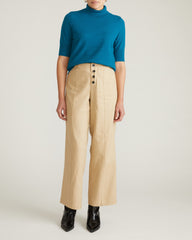 Savvy Fine Knit Turtleneck Sweater Top - Blue Beetle