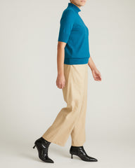 Savvy Fine Knit Turtleneck Sweater Top - Blue Beetle