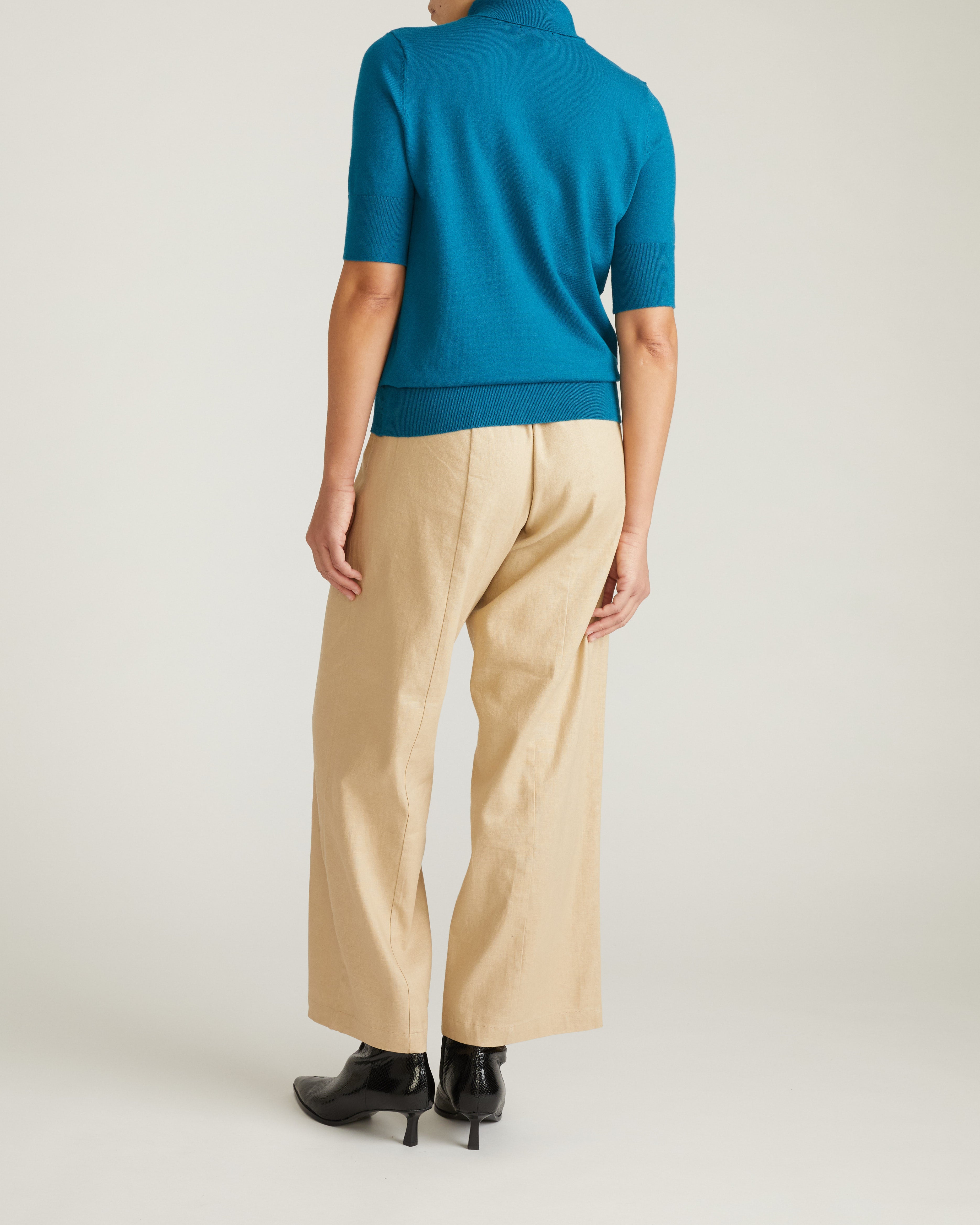 Savvy Fine Knit Turtleneck Sweater Top - Blue Beetle
