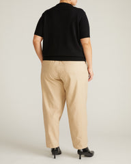 Savvy Fine Knit Short Sleeve Polo Sweater - Black