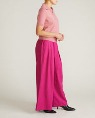 Savvy Fine Knit Short Sleeve Polo Sweater - Virginia Rose
