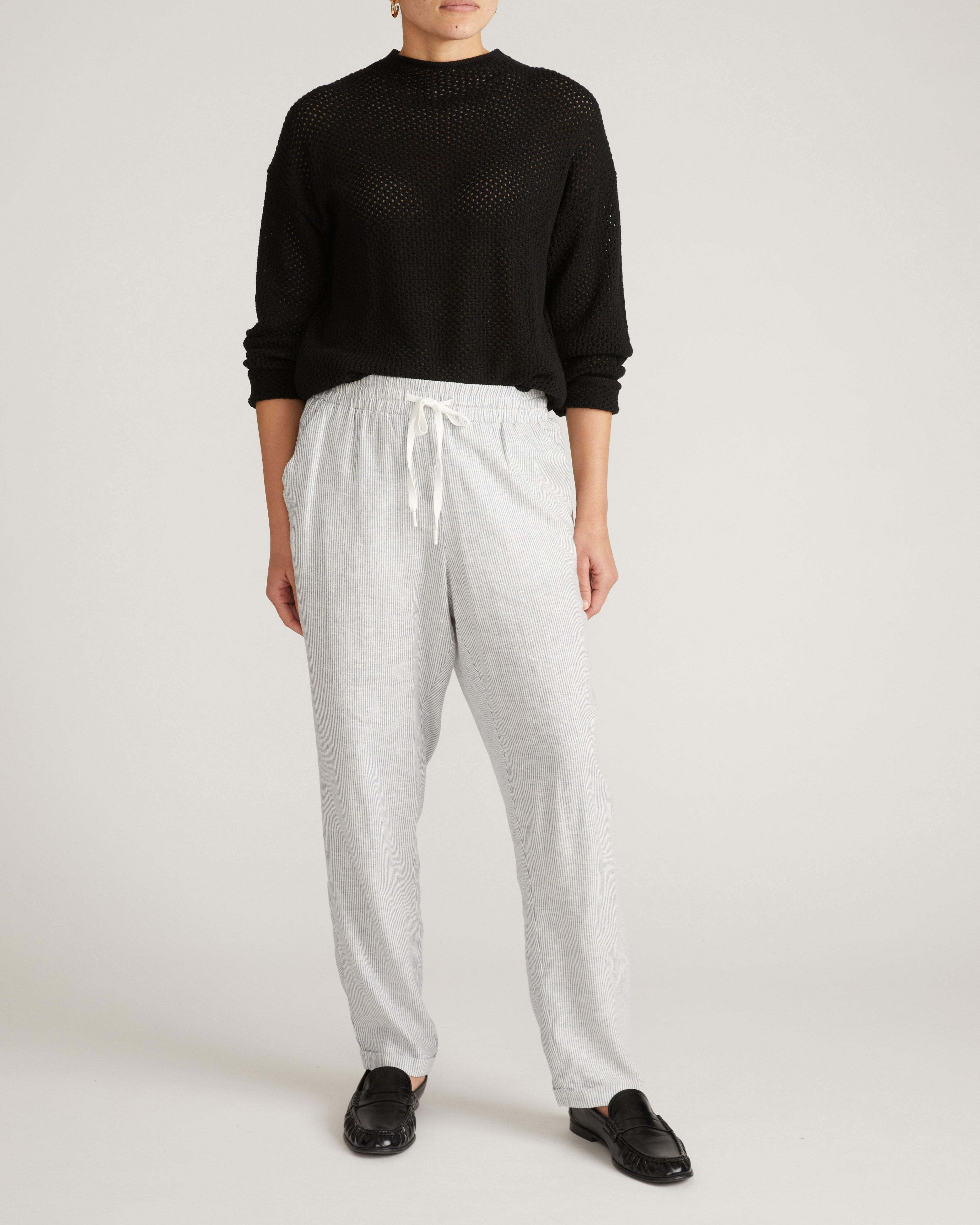 Positano Pointelle Mock Neck Sweater - Black