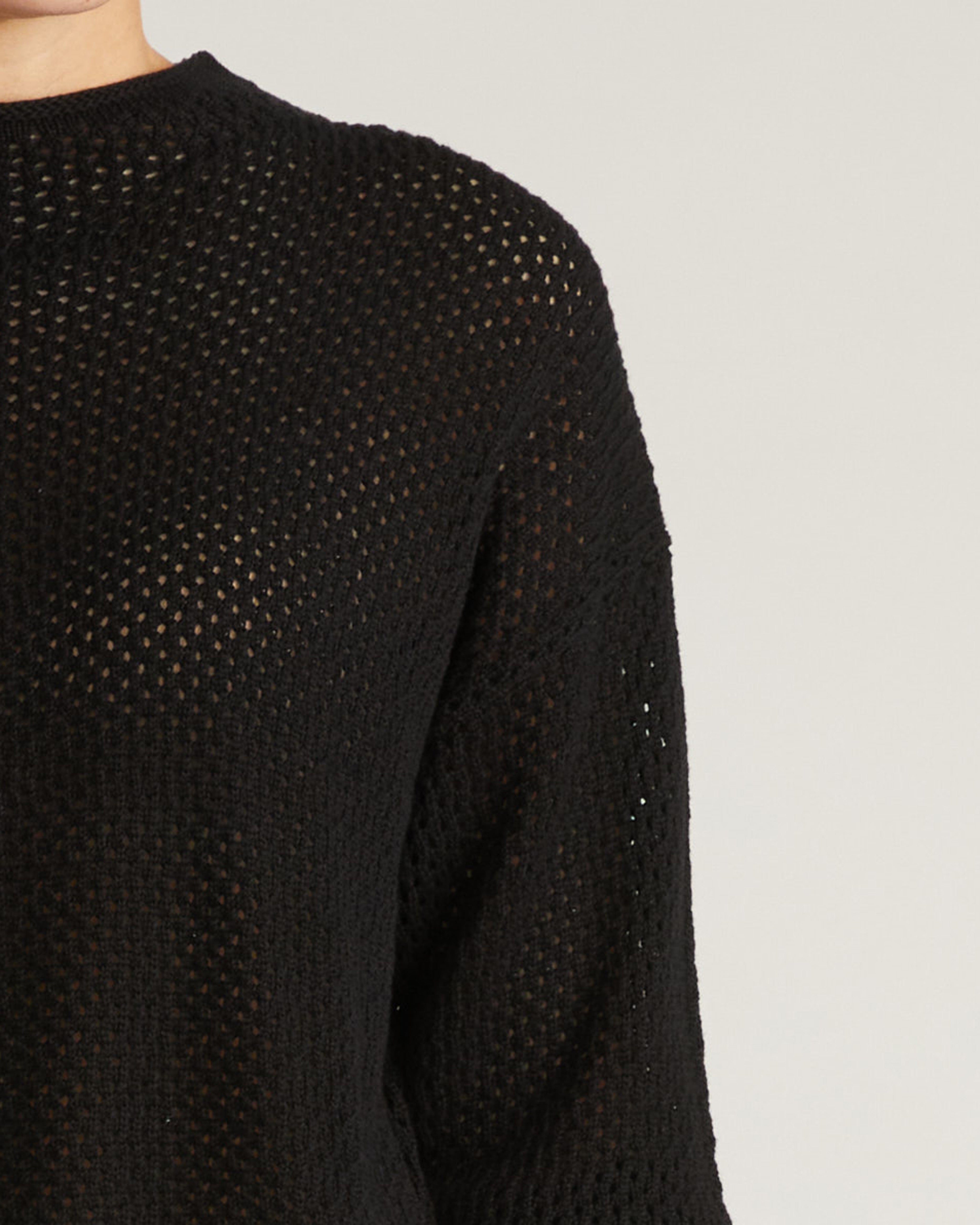 Positano Pointelle Mock Neck Sweater - Black
