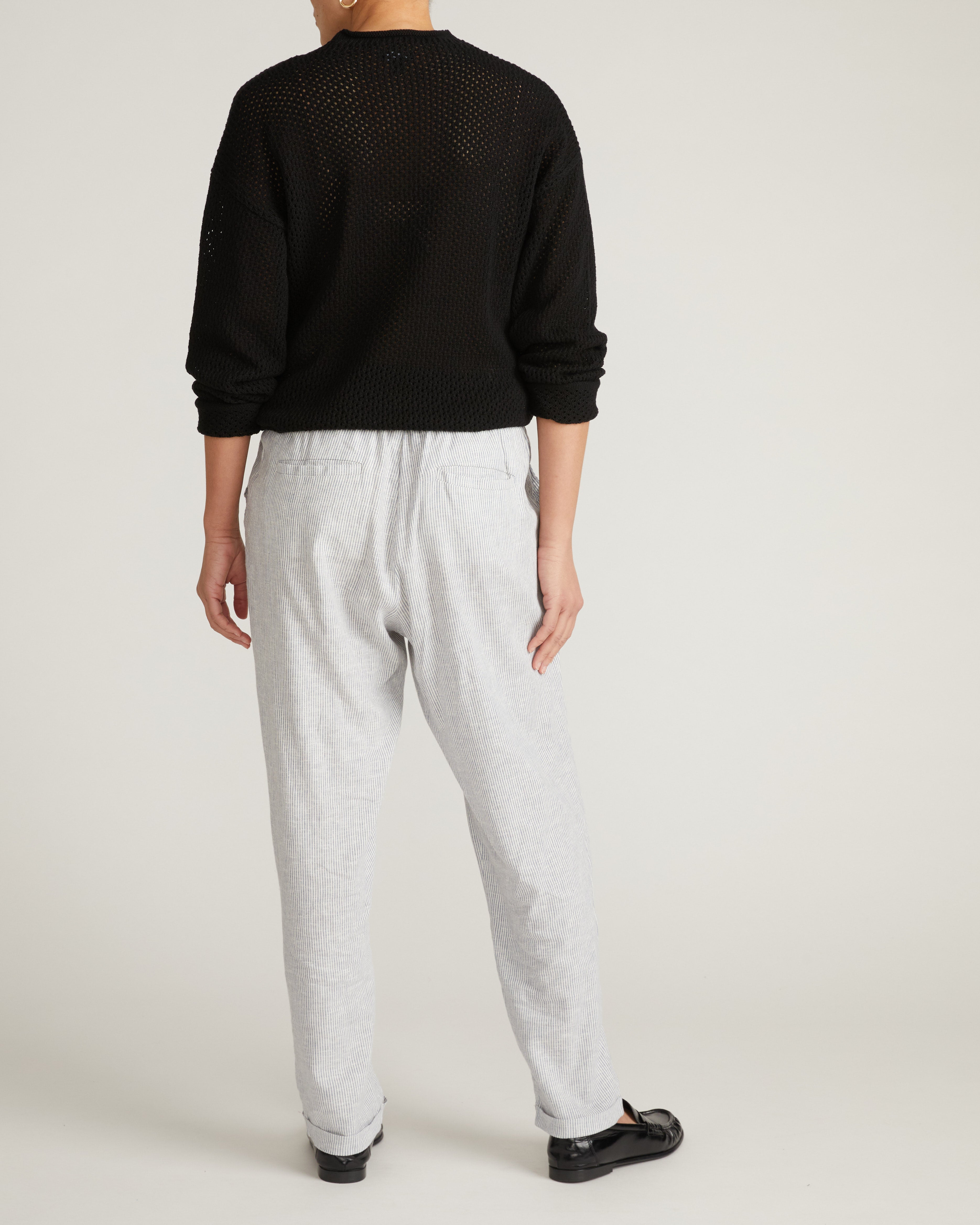 Positano Pointelle Mock Neck Sweater - Black