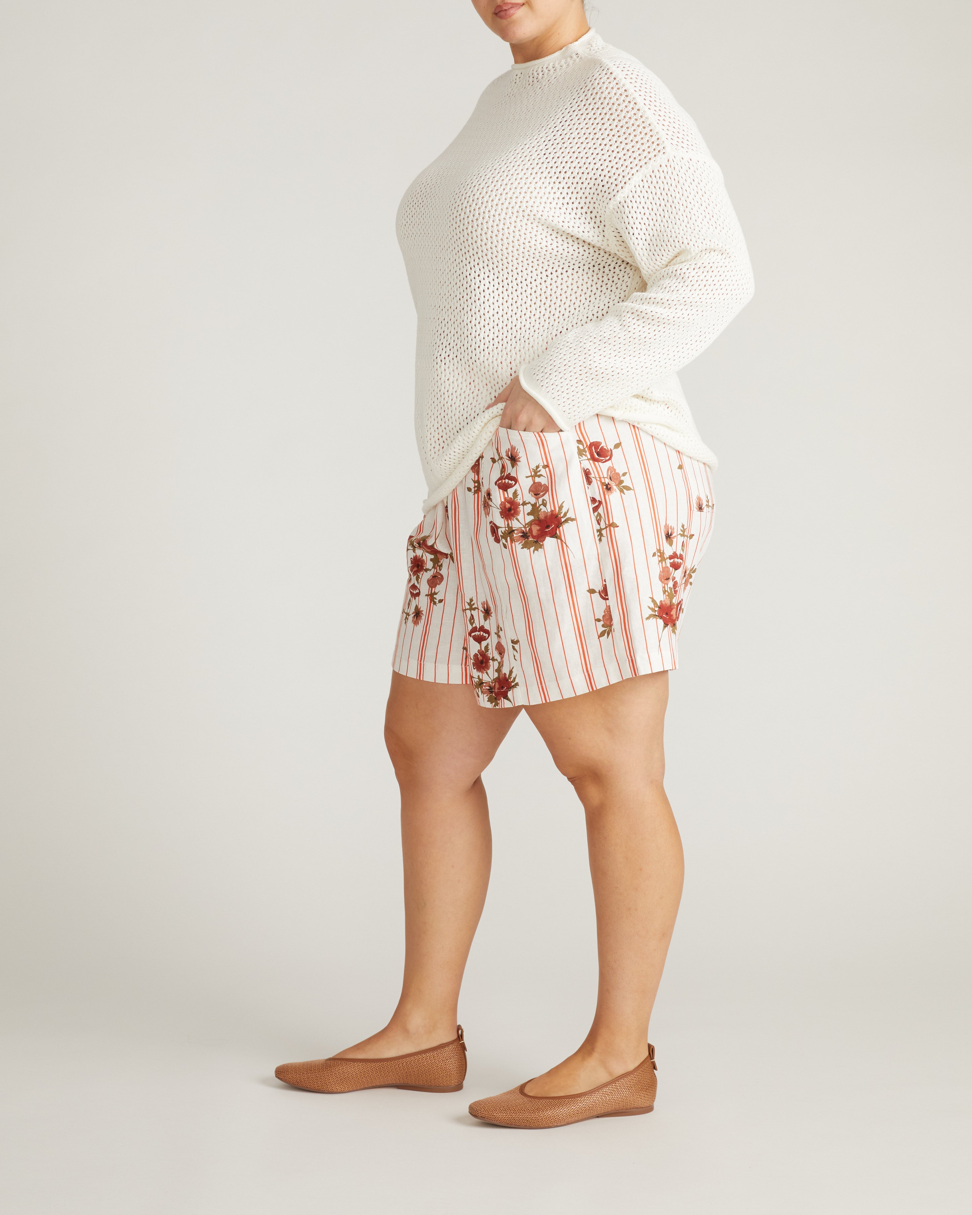 Positano Pointelle Mock Neck Sweater - White