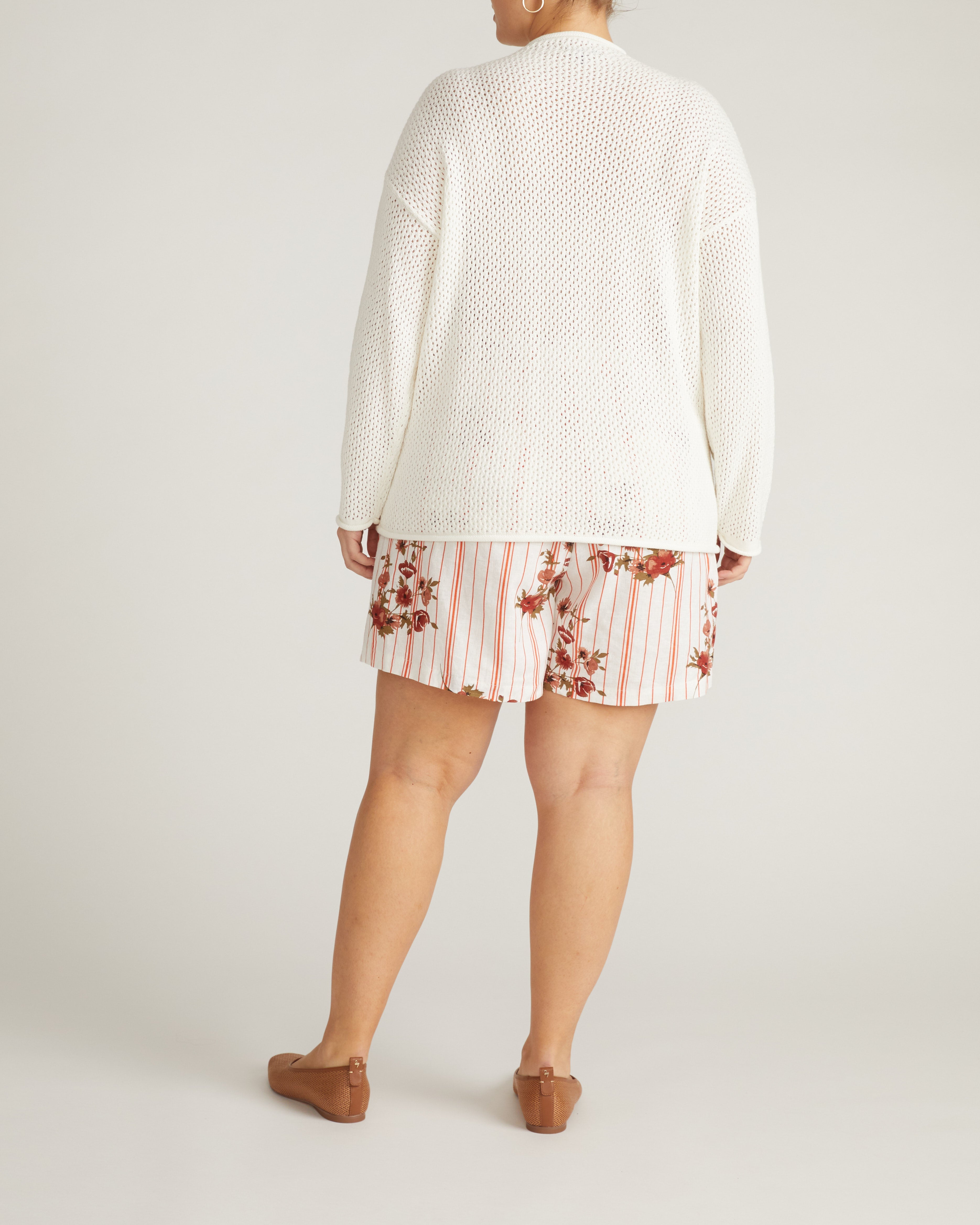 Positano Pointelle Mock Neck Sweater - White